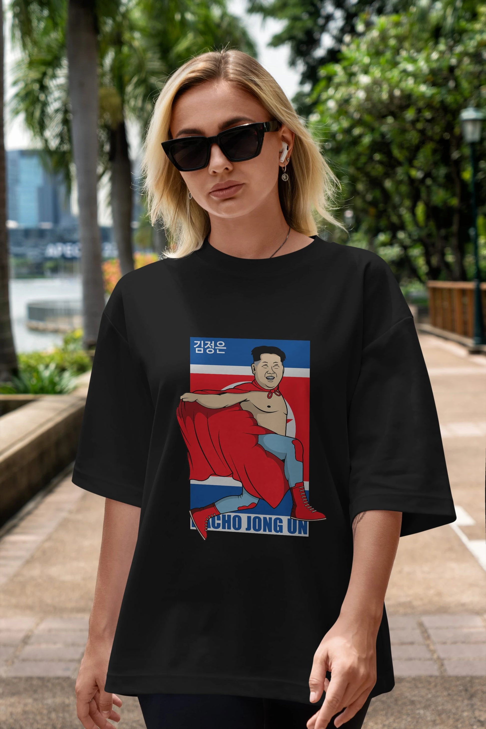 Nacho Libre Jong Un Ön Baskılı Oversize t-shirt Erkek Kadın Unisex %100 Pamuk tişort