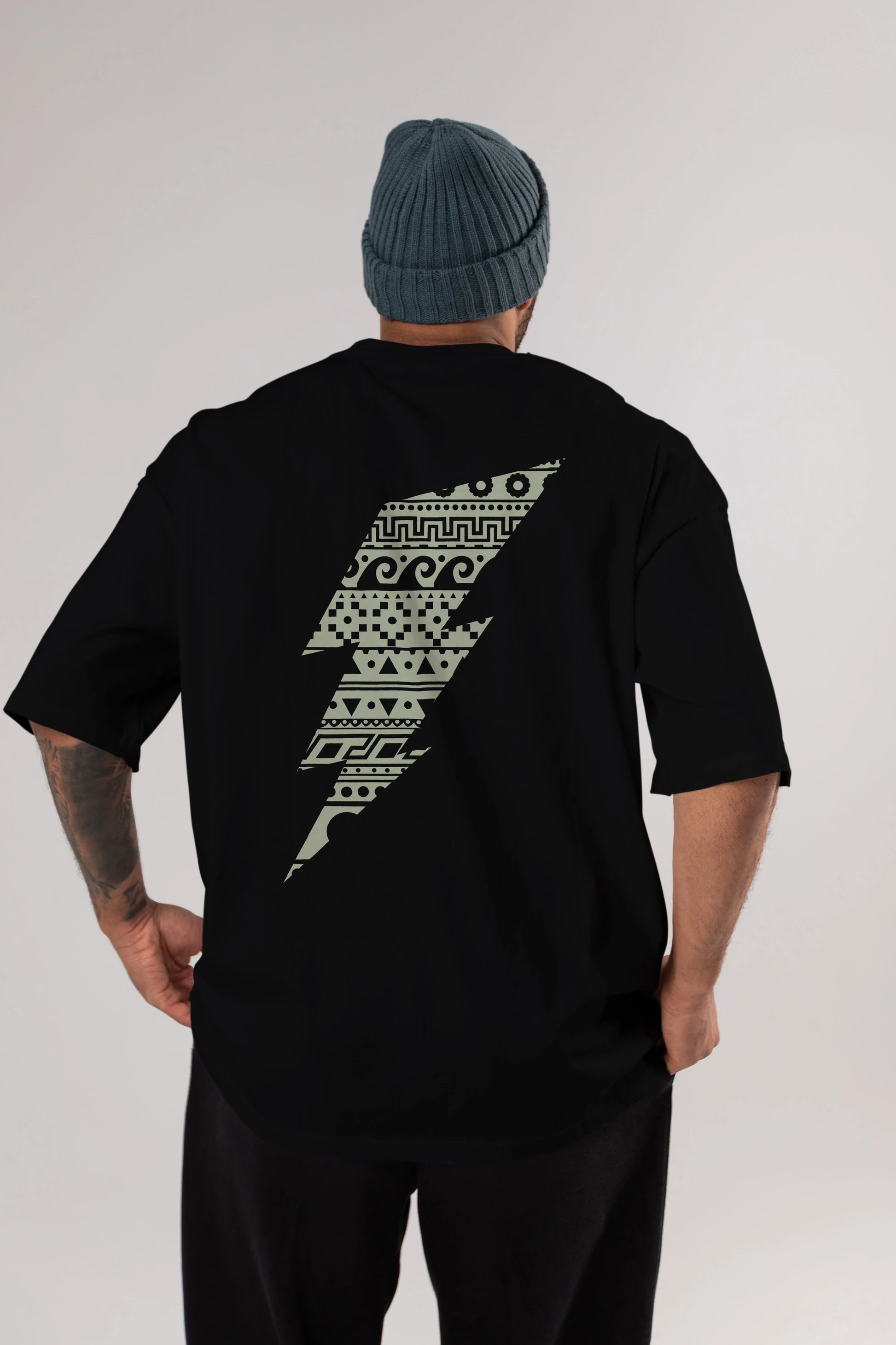 Thunderbolt Arka Baskılı Oversize t-shirt %100 pamuk Erkek Kadın Unisex
