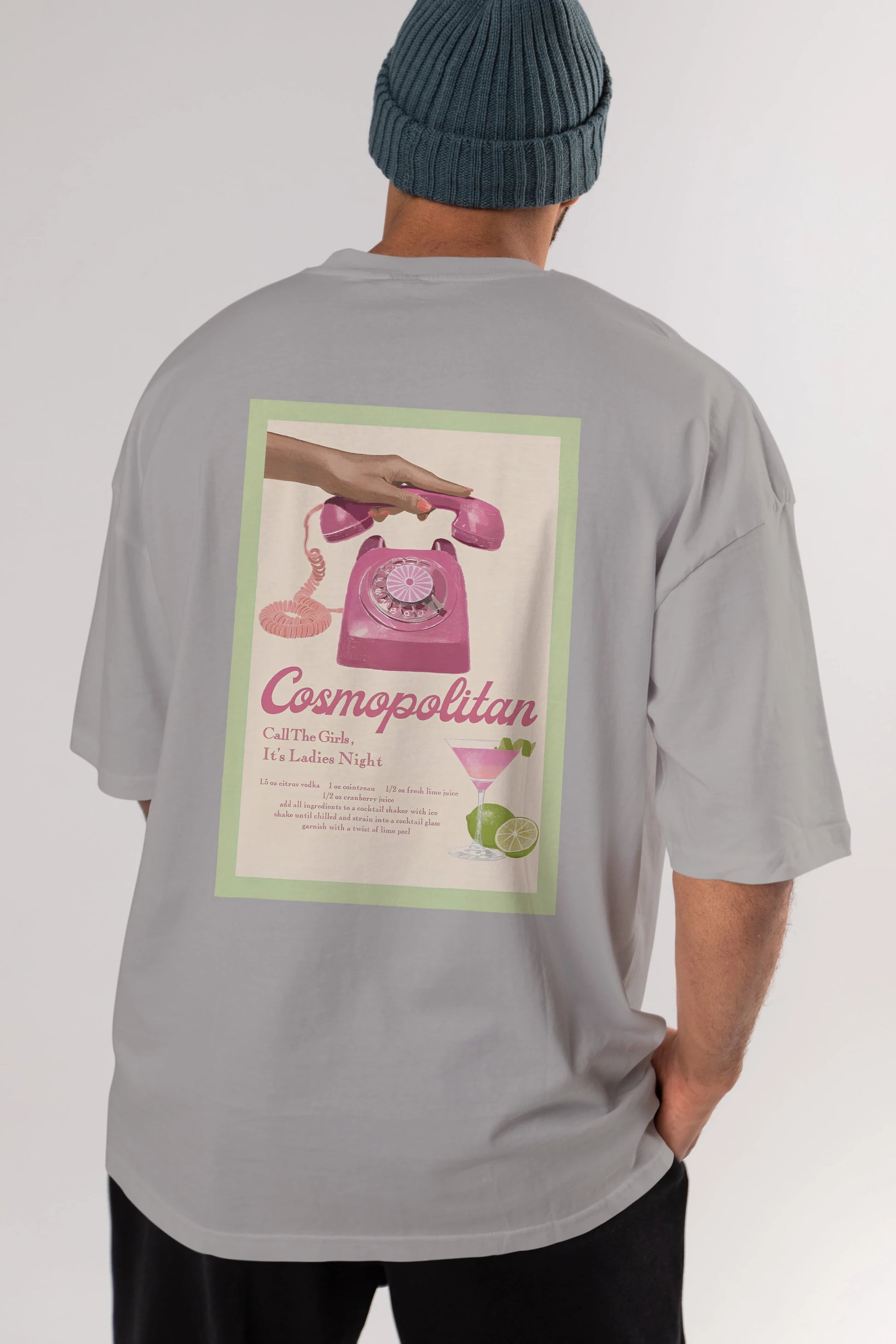 Cosmopolitan 5 Arka Baskılı Oversize t-shirt Erkek Kadın Unisex %100 Pamuk Bisiklet Yaka tişort
