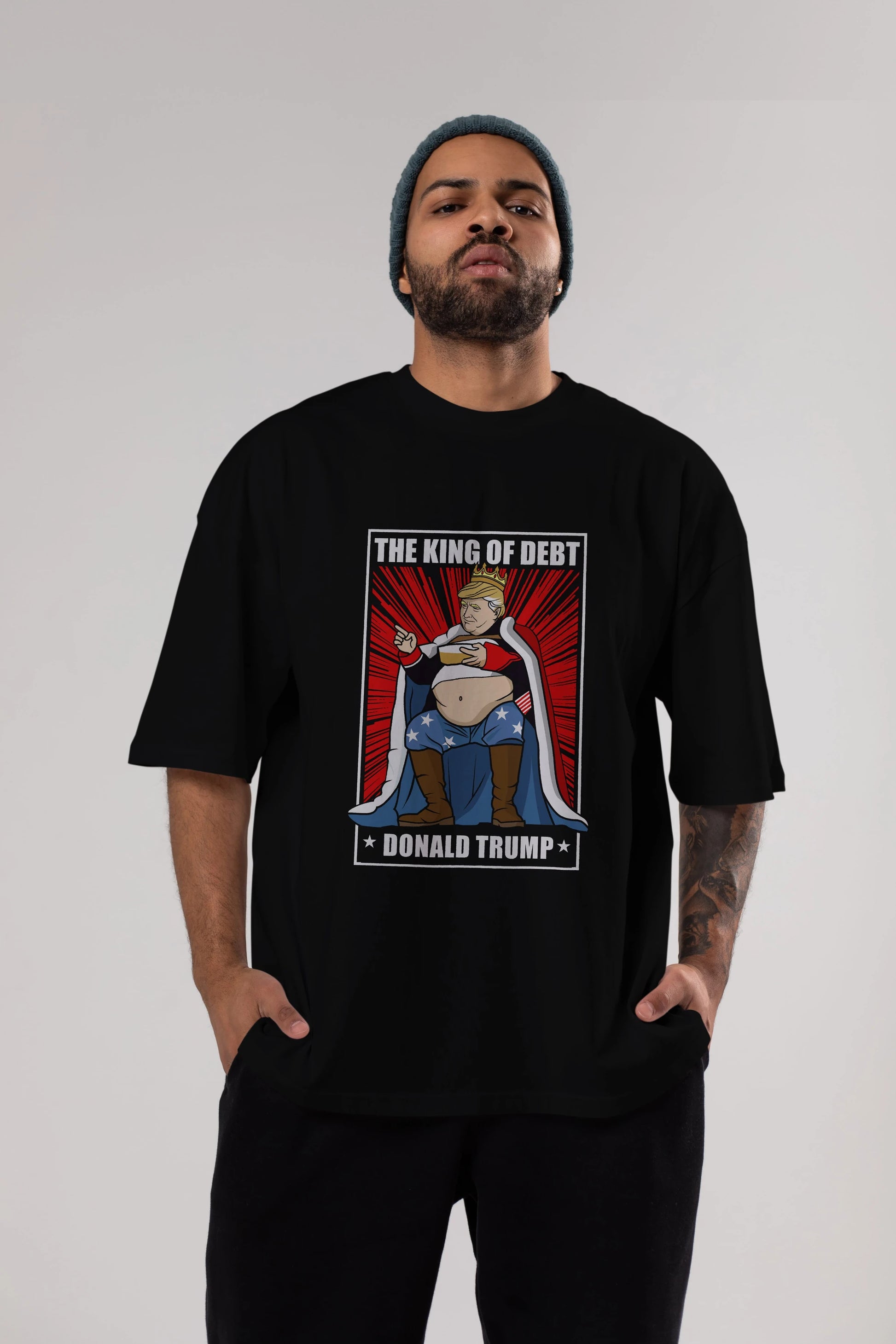 Trump King Ön Baskılı Oversize t-shirt Erkek Kadın Unisex %100 Pamuk tişort