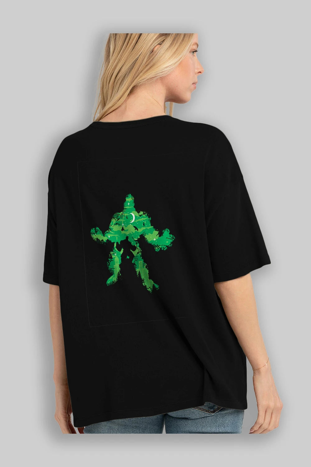 Green Monster Arka Baskılı Oversize t-shirt %100 pamuk Erkek Kadın Unisex