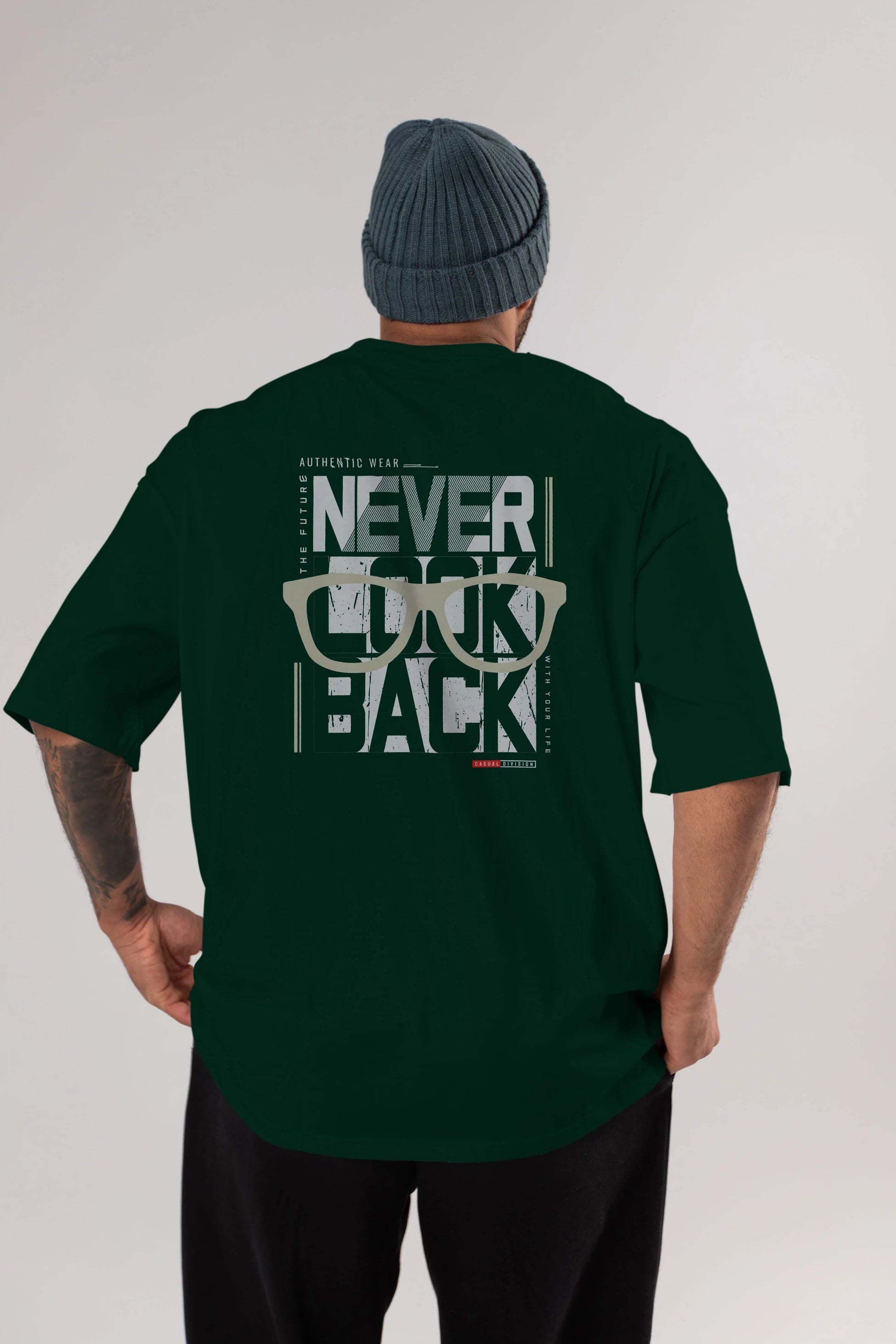 Never Look Back Arka Baskılı Oversize t-shirt Erkek Kadın Unisex