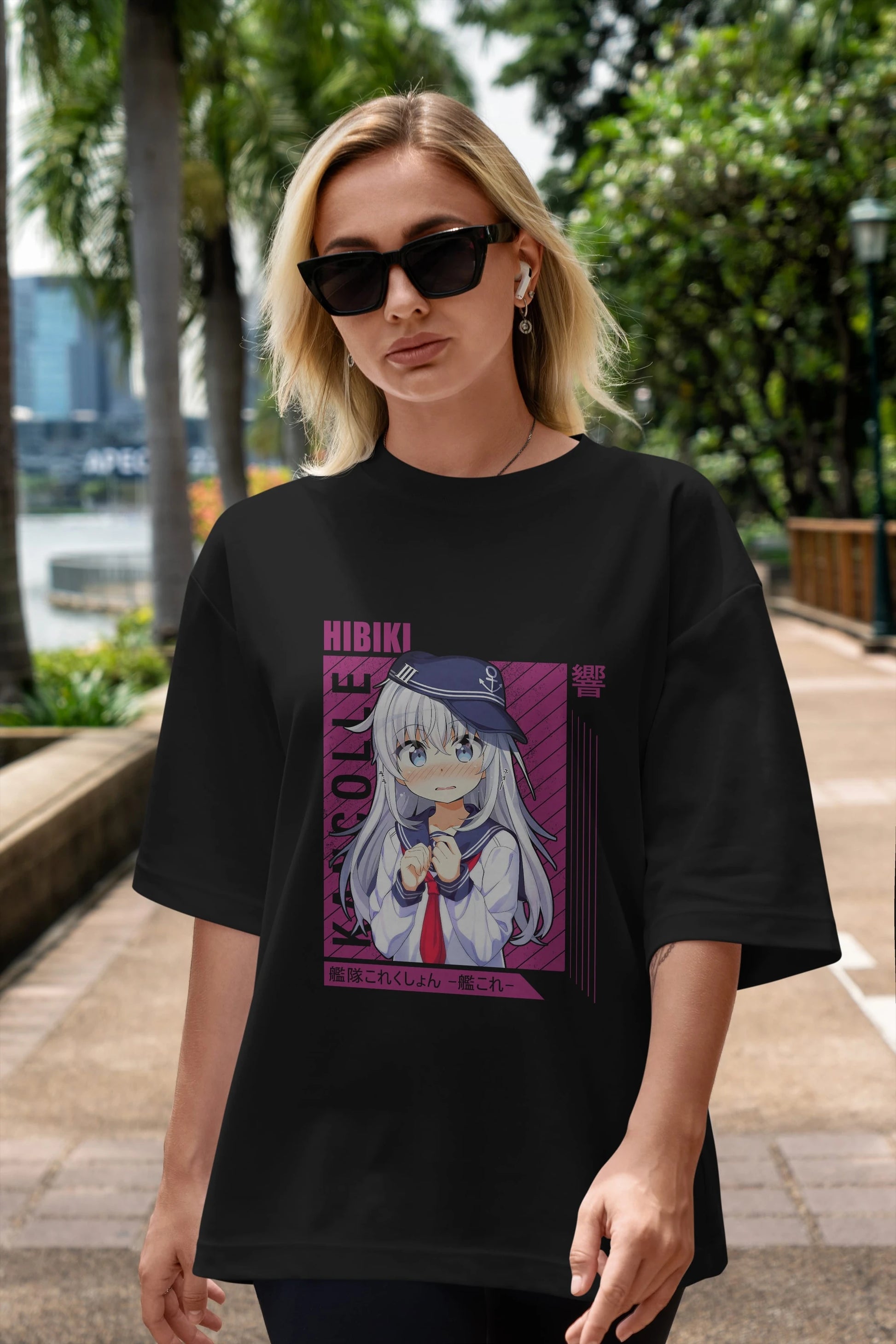 Hibiki 4 Anime Ön Baskılı Oversize t-shirt %100 pamuk Erkek Kadın Unisex