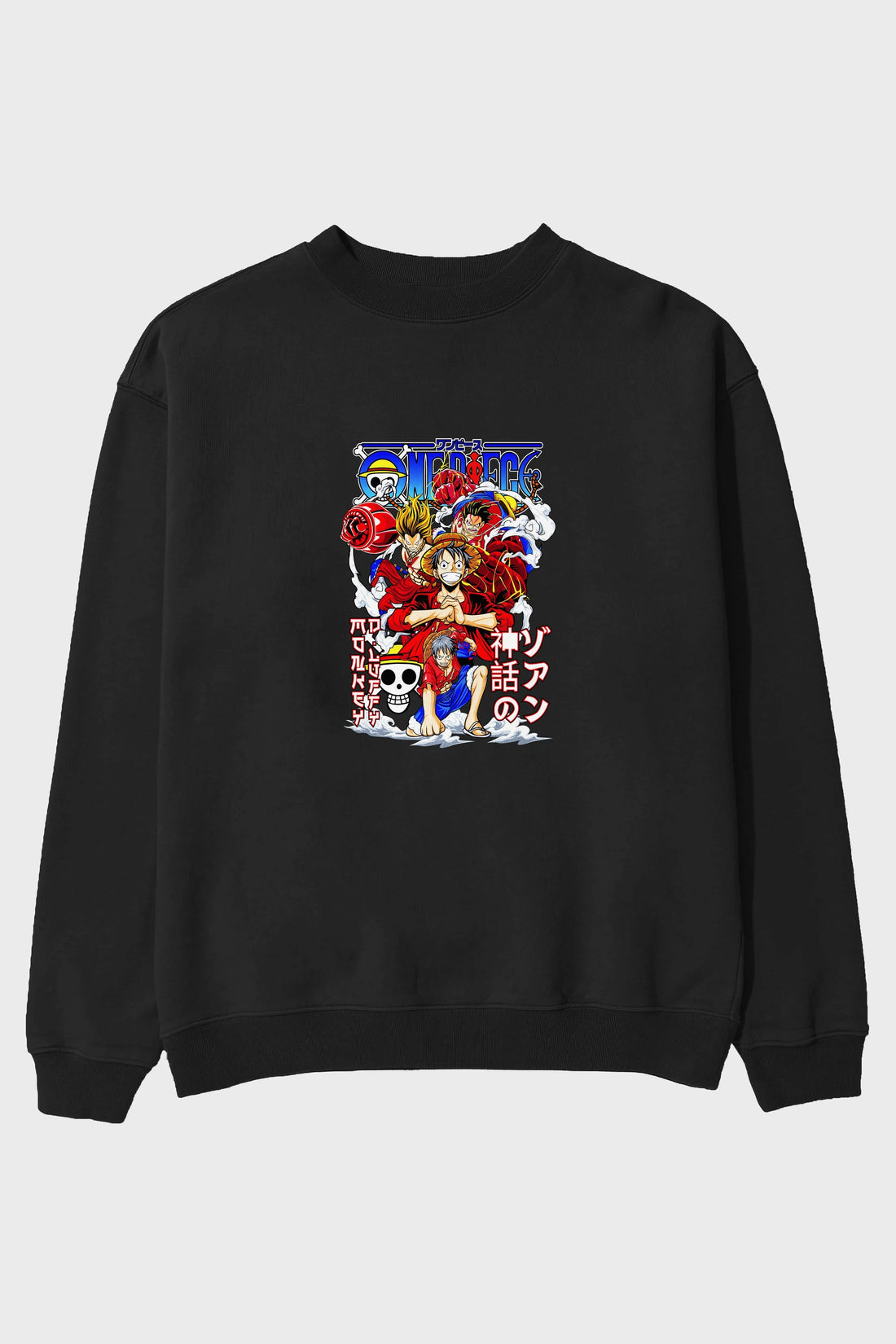 MONKEY D. LUFF-ONE PIECE 2 Anime Ön Baskılı Oversize Sweatshirt Erkek Kadın Unisex