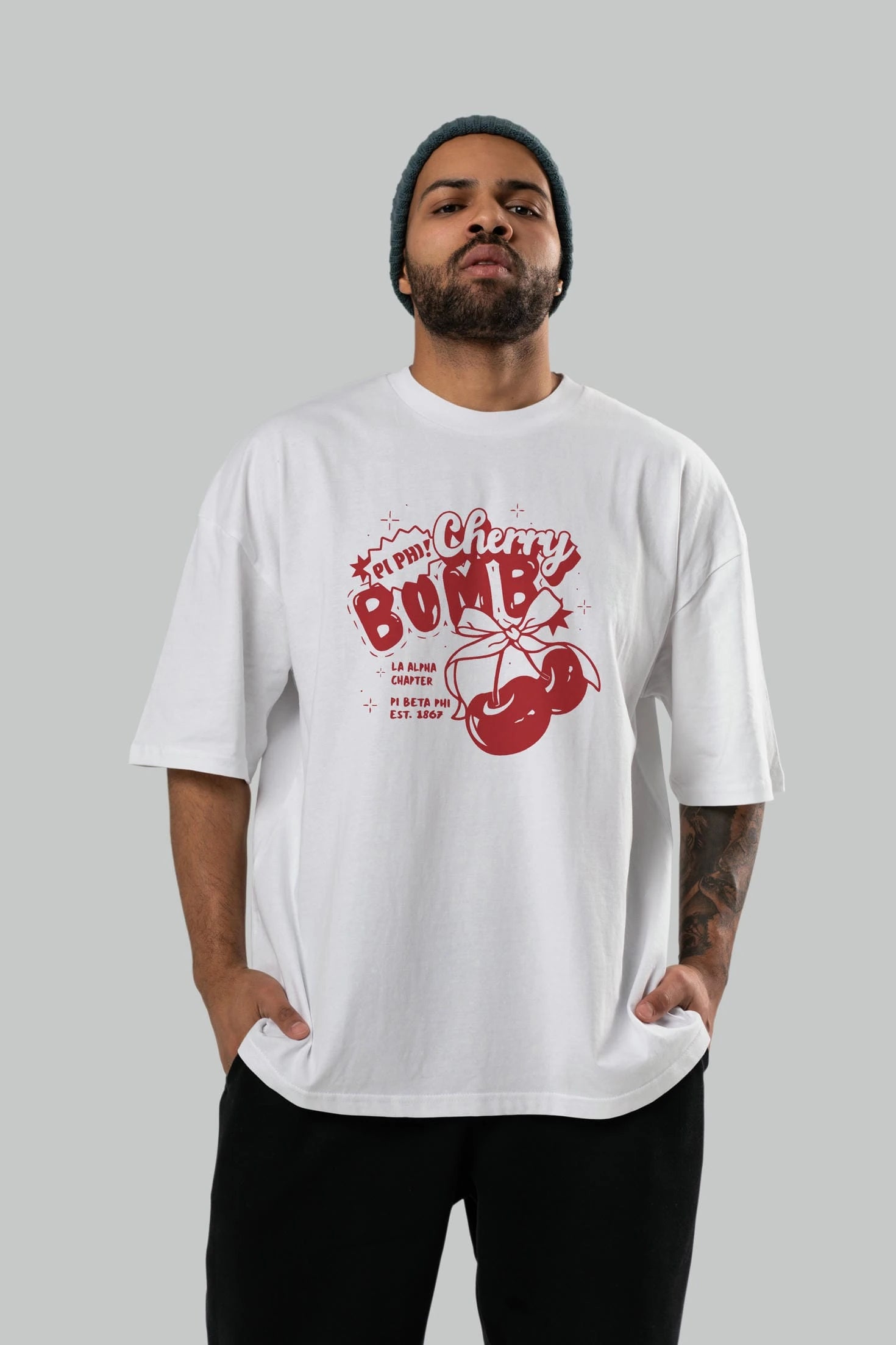 Cherry Bomb Cherries Ön Baskılı Oversize t-shirt Erkek Kadın Pamuk Bisiklet Yaka tişort