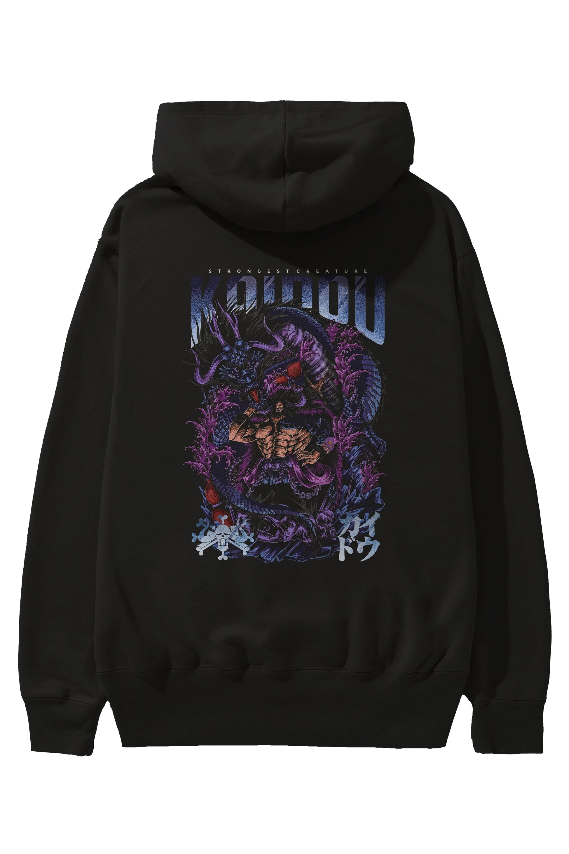 KAIDOU ONE PIECE Anime Arka Baskılı Hoodie Oversize Kapüşonlu Sweatshirt Erkek Kadın Unisex