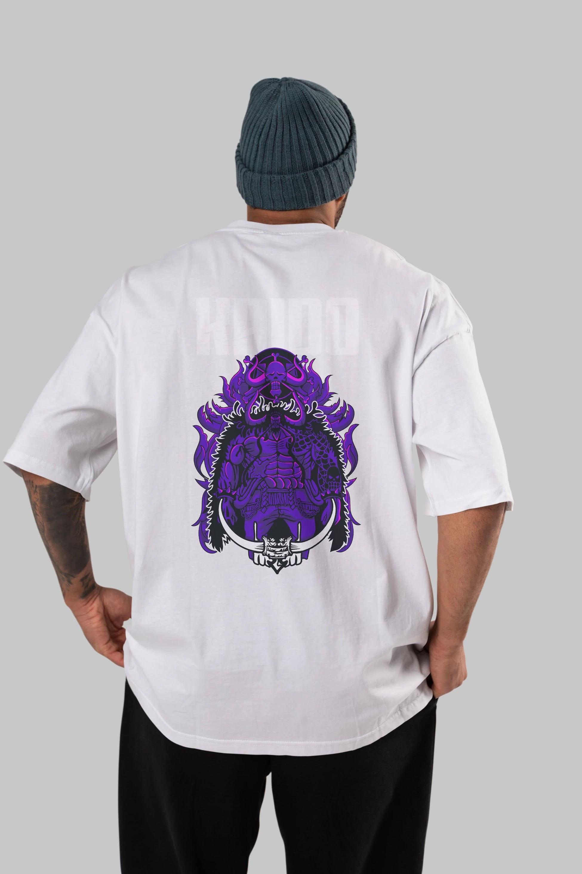 Kaido Anime Arka Baskılı Oversize t-shirt Erkek Kadın Unisex %100 pamuk tişort