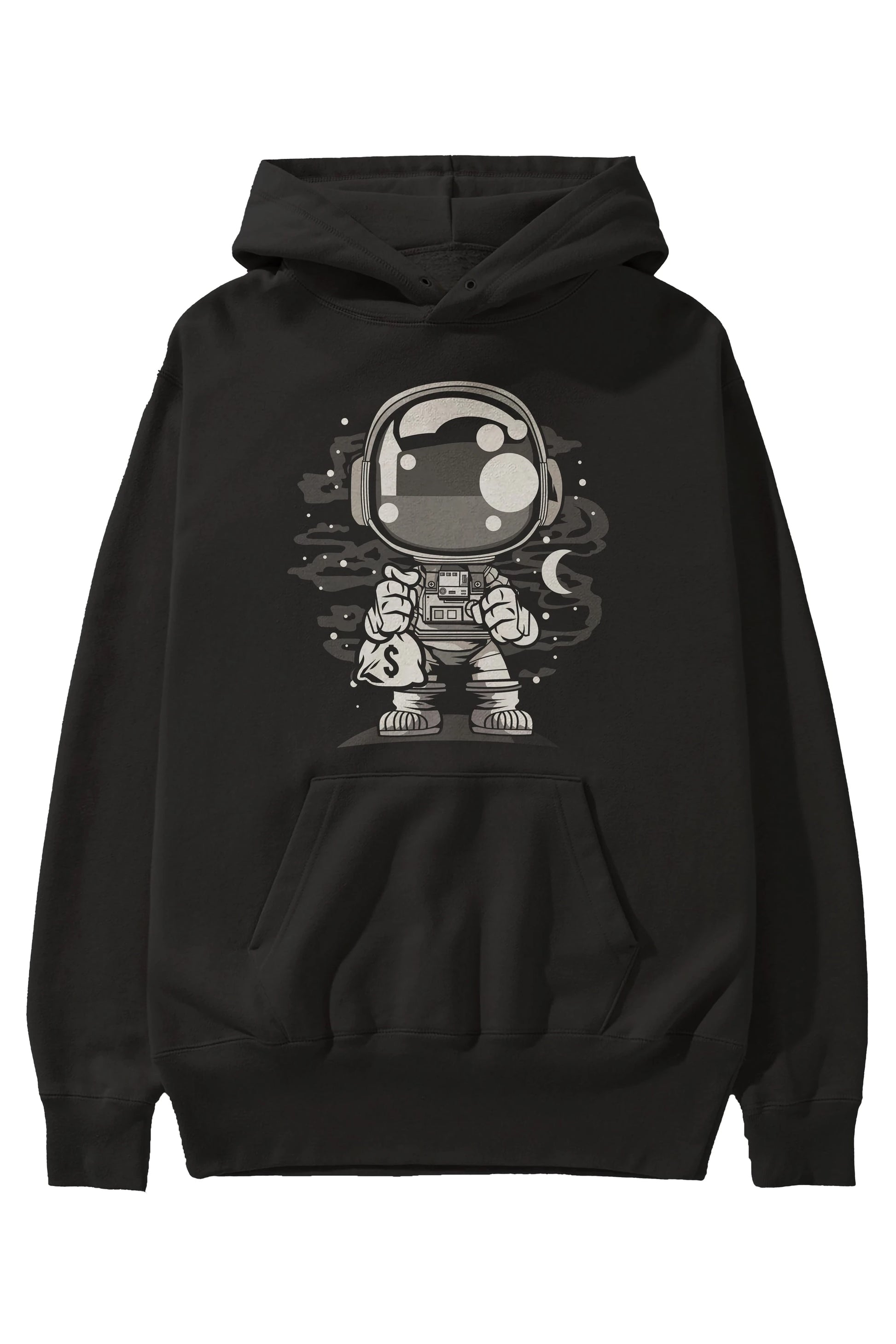 Astronaut Chibi Ön Baskılı Hoodie Oversize Kapüşonlu Sweatshirt Erkek Kadın Unisex