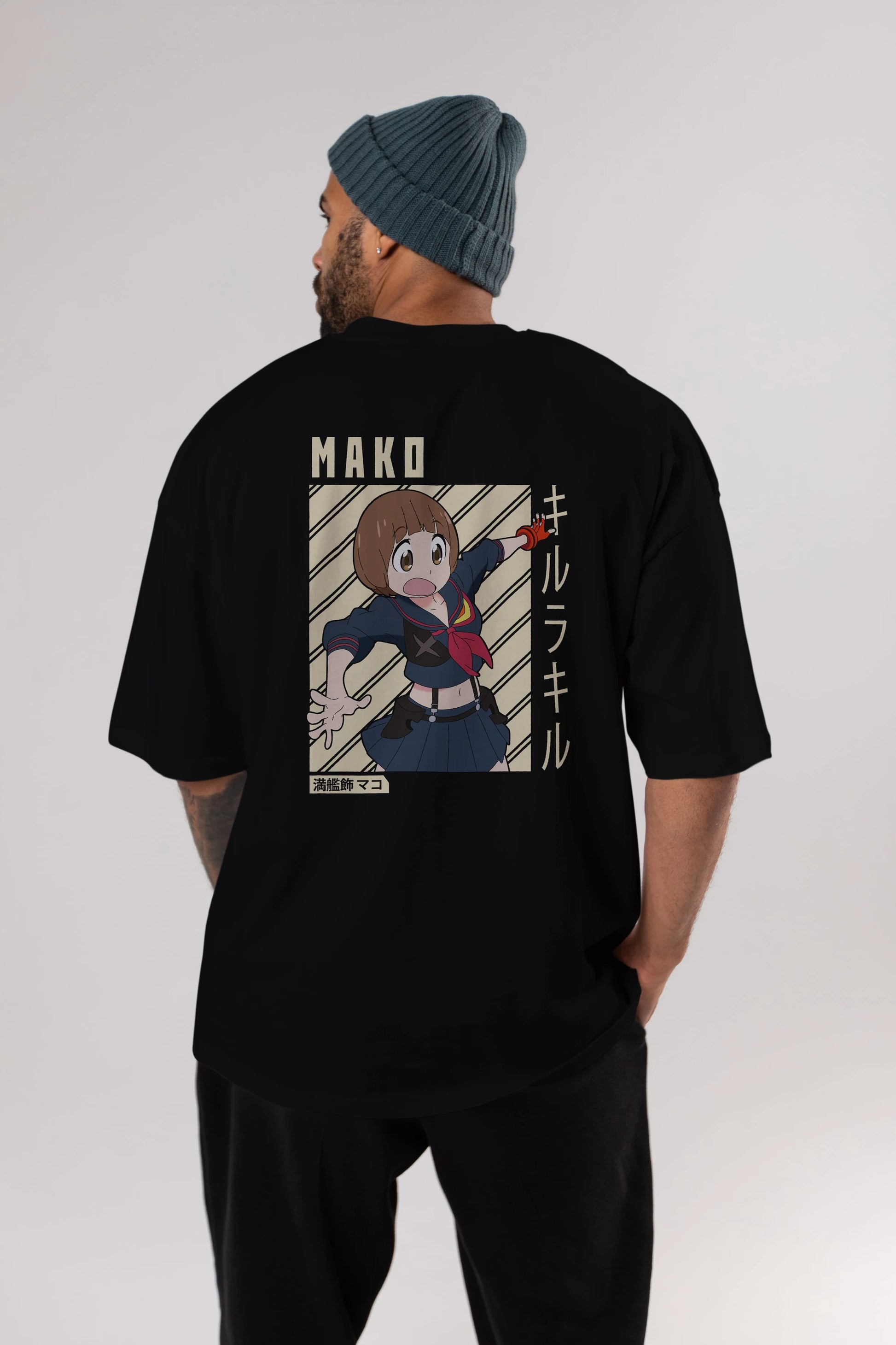 Mako Mankanshoku 1 Anime Arka Baskılı Oversize t-shirt Erkek Kadın Unisex