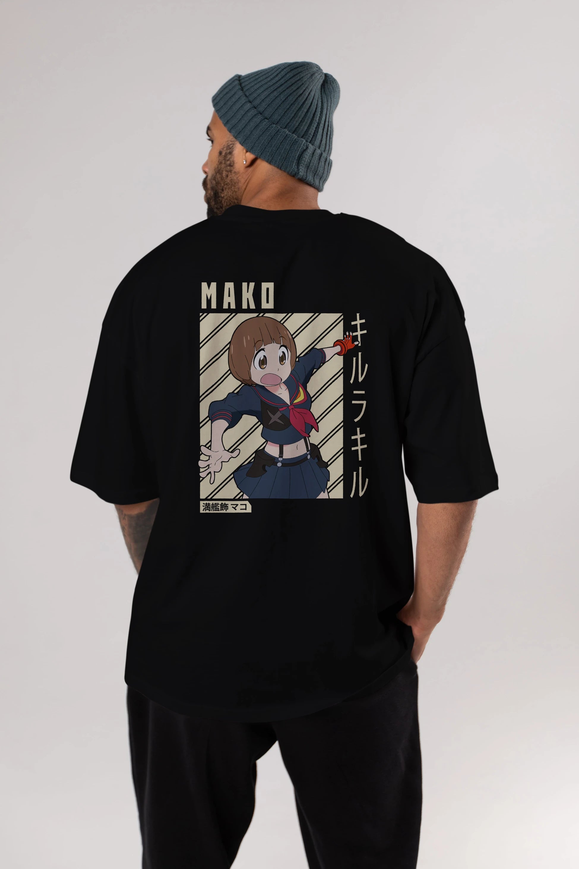 Mako Mankanshoku 1 Anime Arka Baskılı Oversize t-shirt Erkek Kadın Unisex