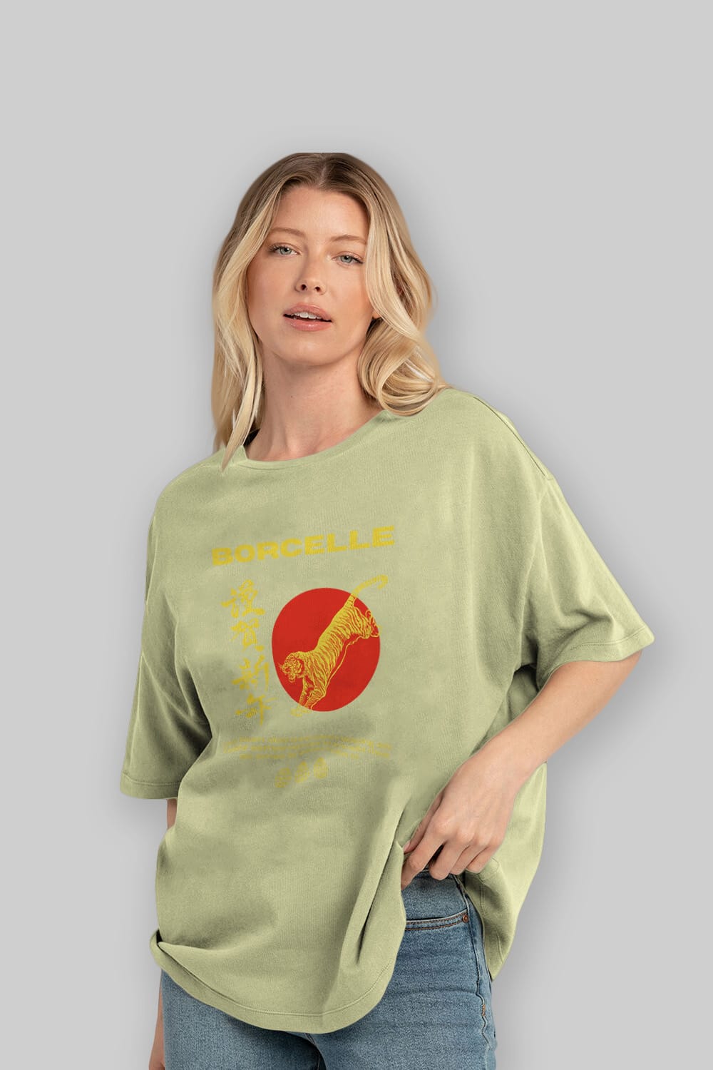 Borcelle Tiger Streetwear Ön Baskılı Oversize t-shirt Erkek Kadın Unisex