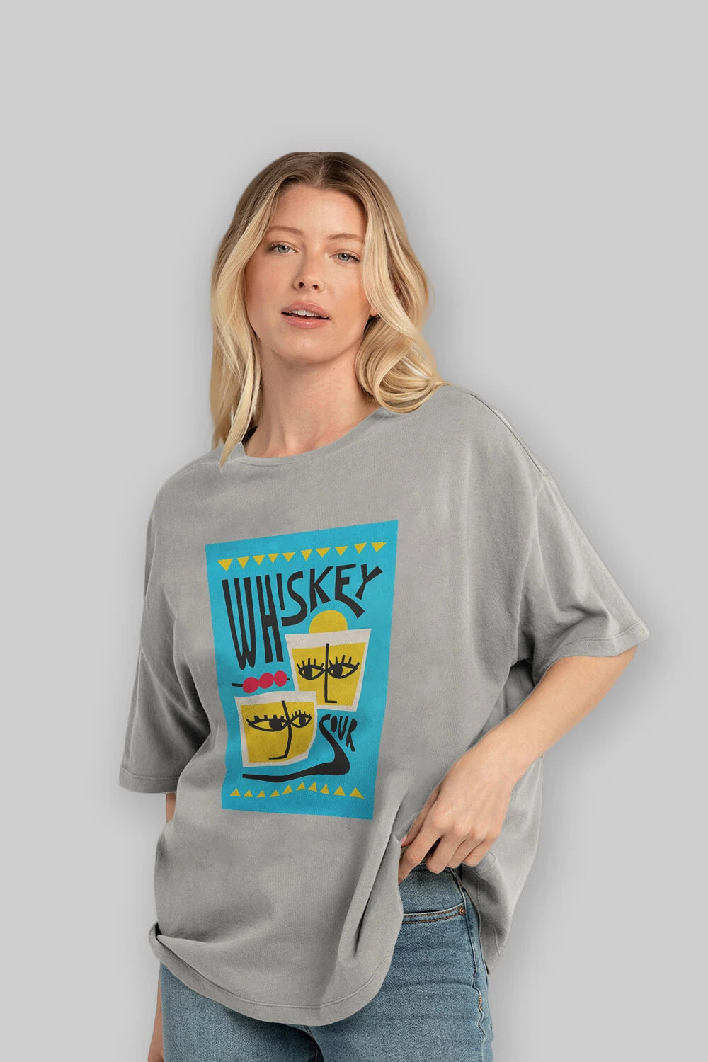 Whiskey Sour 2 Ön Baskılı Oversize t-shirt Erkek Kadın Unisex %100 Pamuk Bisiklet Yaka tişort