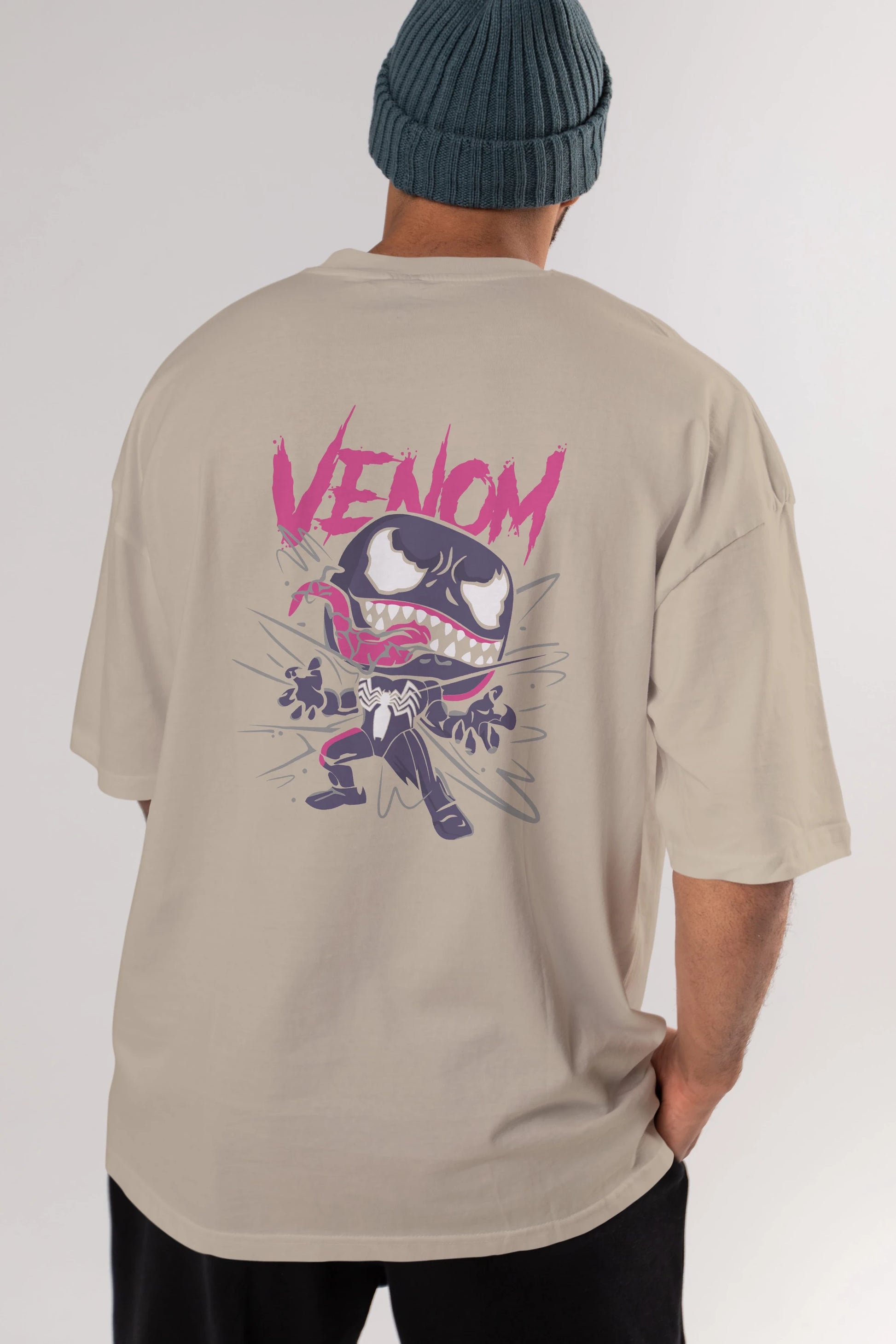 Venom (20) Arka Baskılı Oversize t-shirt Erkek Kadın Unisex %100 Pamuk Bisiklet Yaka tişort