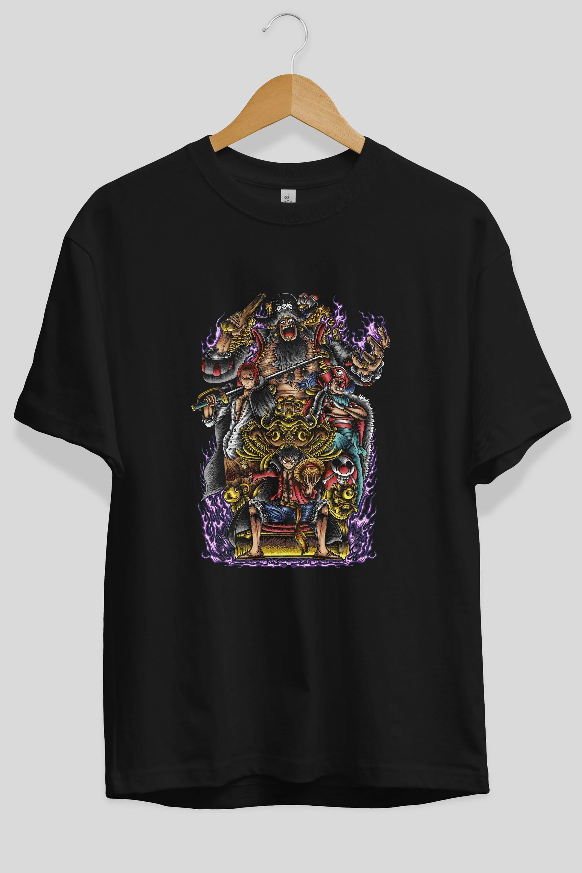 ONE PIECE (8) Anime Ön Baskılı Oversize t-shirt %100 pamuk Erkek Kadın Unisex