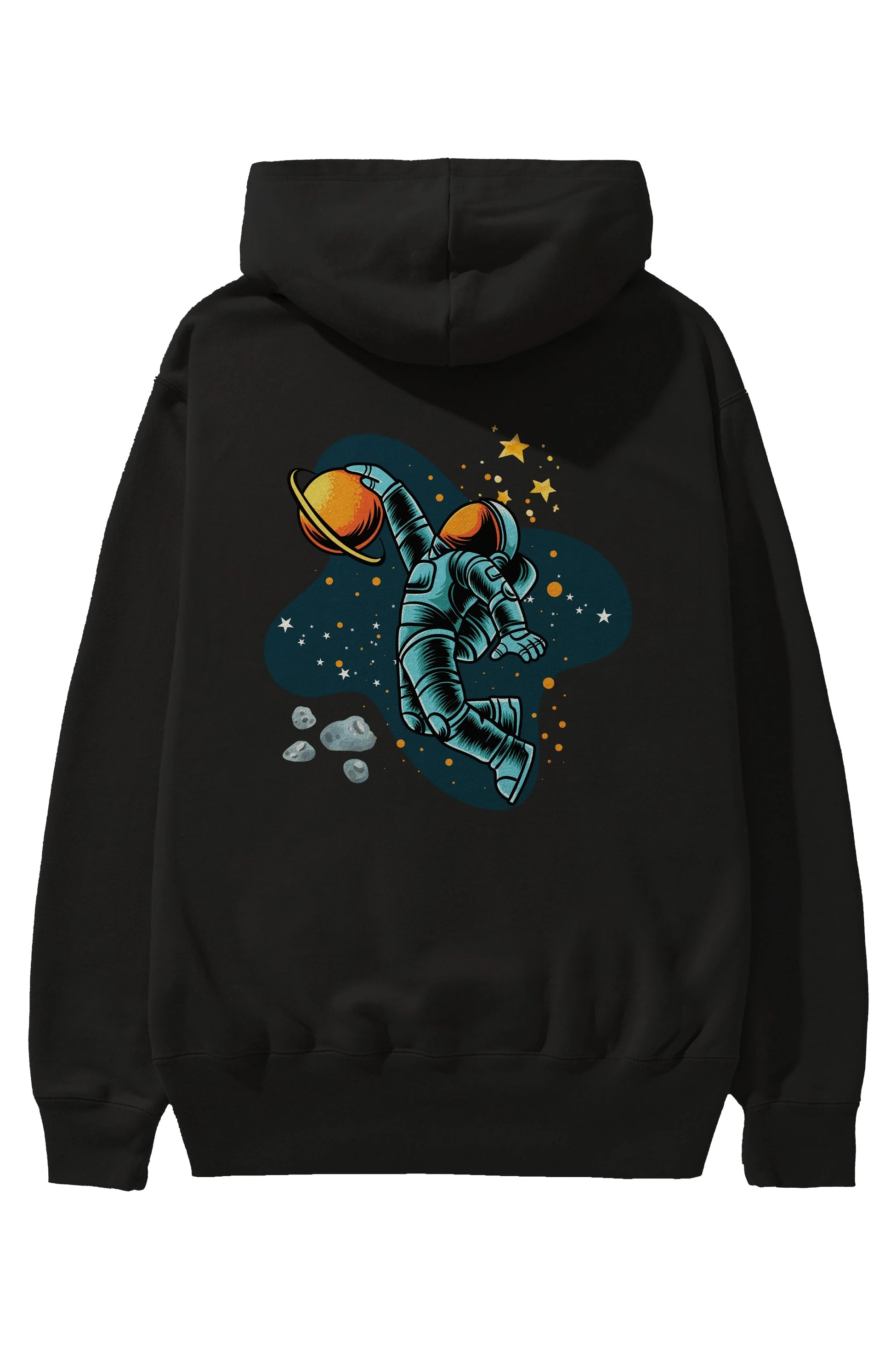 Astronot Basketbol Arka Baskılı Oversize Hoodie Kapüşonlu Sweatshirt Erkek Kadın Unisex
