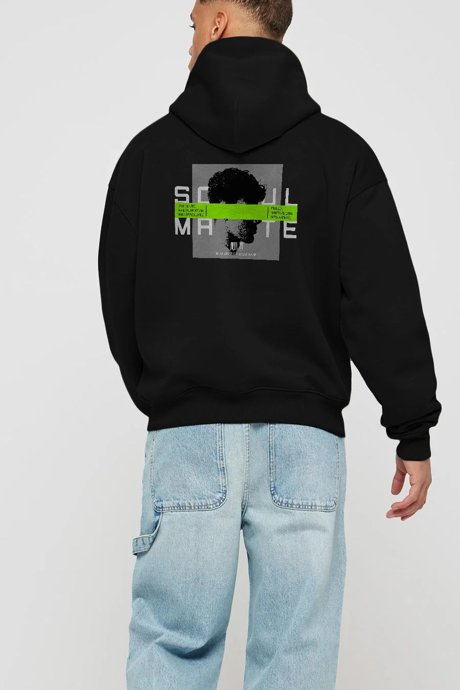 Soul Mate Arka Baskılı Hoodie Oversize Kapüşonlu Sweatshirt Erkek Kadın Unisex