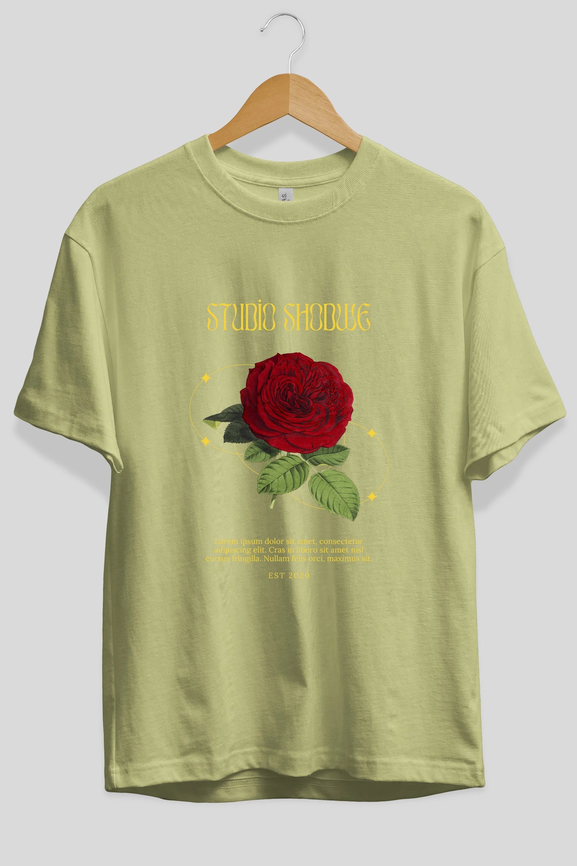 Studio Shodwe Rose Ön Baskılı Oversize t-shirt Erkek Kadın Unisex