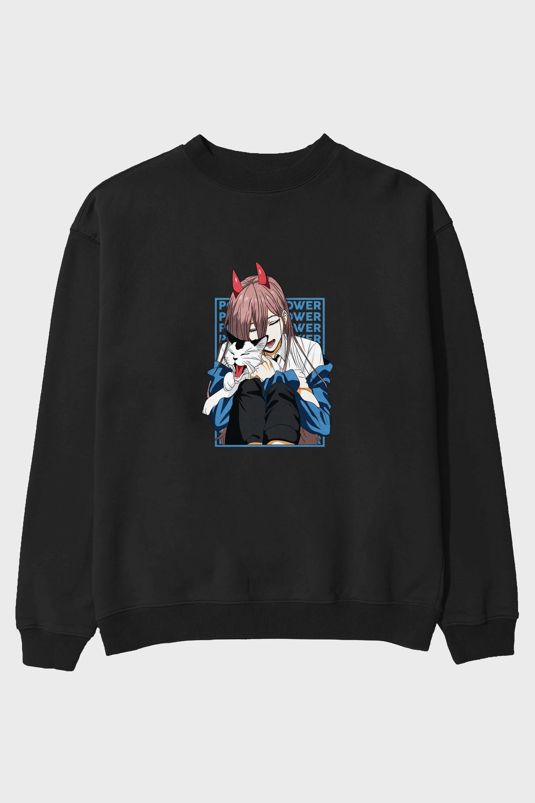 POWER CHAINSAWMAN Anime Ön Baskılı Oversize Sweatshirt Erkek Kadın Unisex