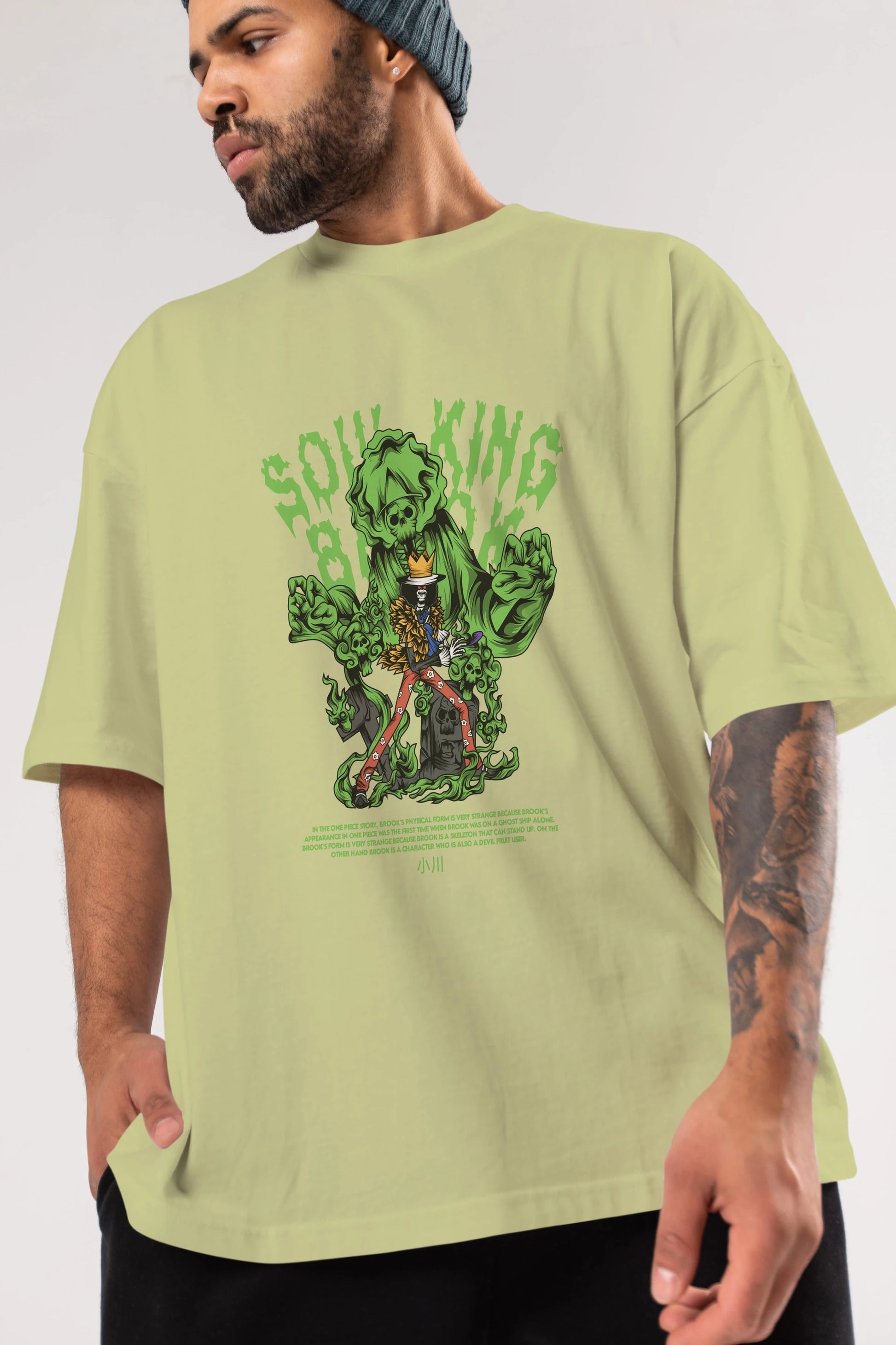 Soul King Brook Anime Ön Baskılı Oversize t-shirt %100 pamuk Erkek Kadın Unisex