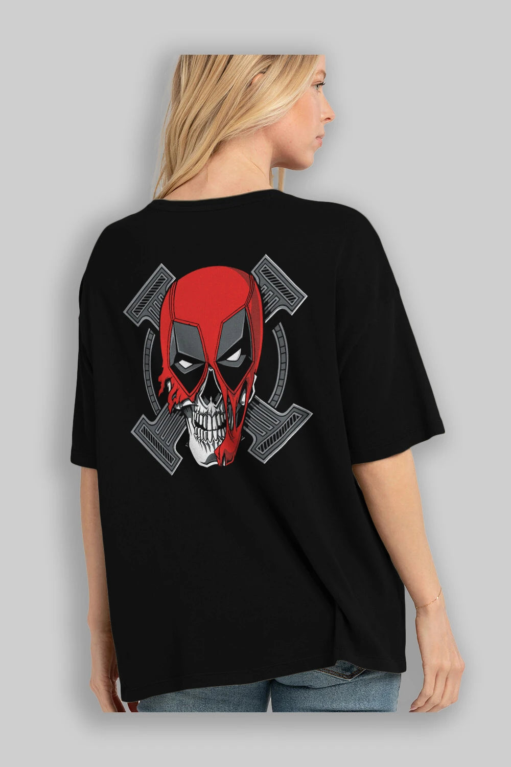 Deadpool (7) Arka Baskılı Oversize t-shirt Erkek Kadın Unisex %100 Pamuk Bisiklet Yaka tişort