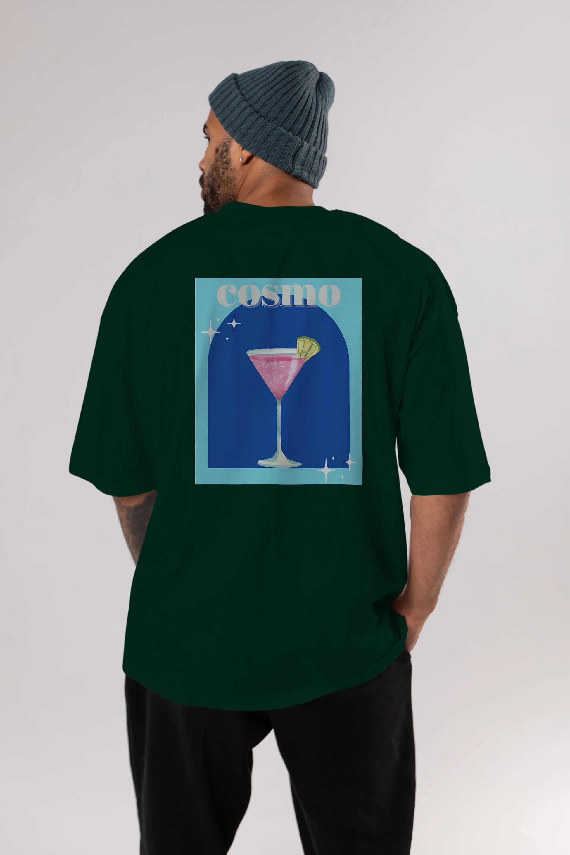 Cosmopolitan 2 Arka Baskılı Oversize t-shirt Erkek Kadın Unisex %100 Pamuk Bisiklet Yaka tişort