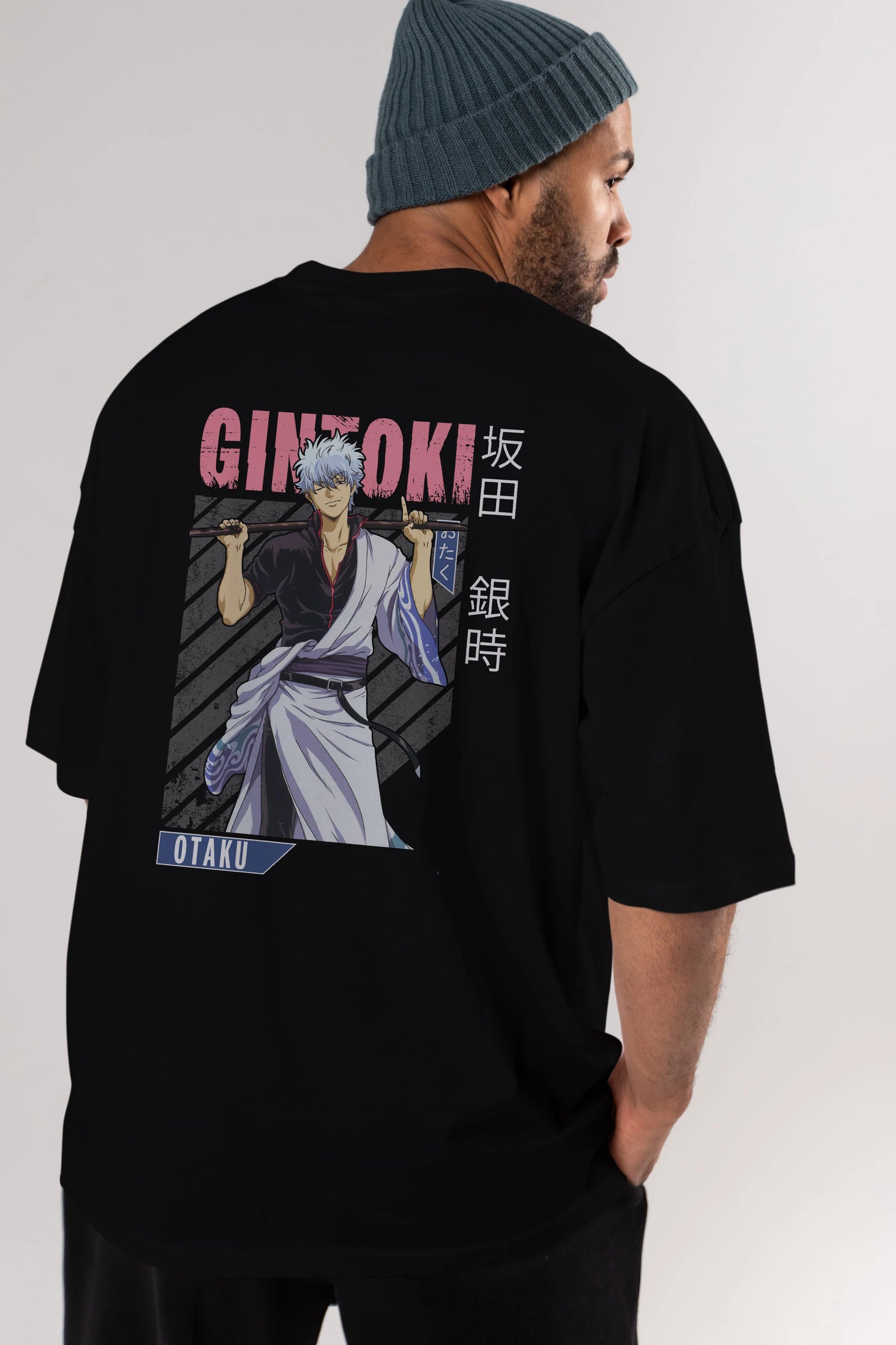 Gintoki Sakata GINTAMA 3 Anime Arka Baskılı Oversize t-shirt Erkek Kadın Unisex