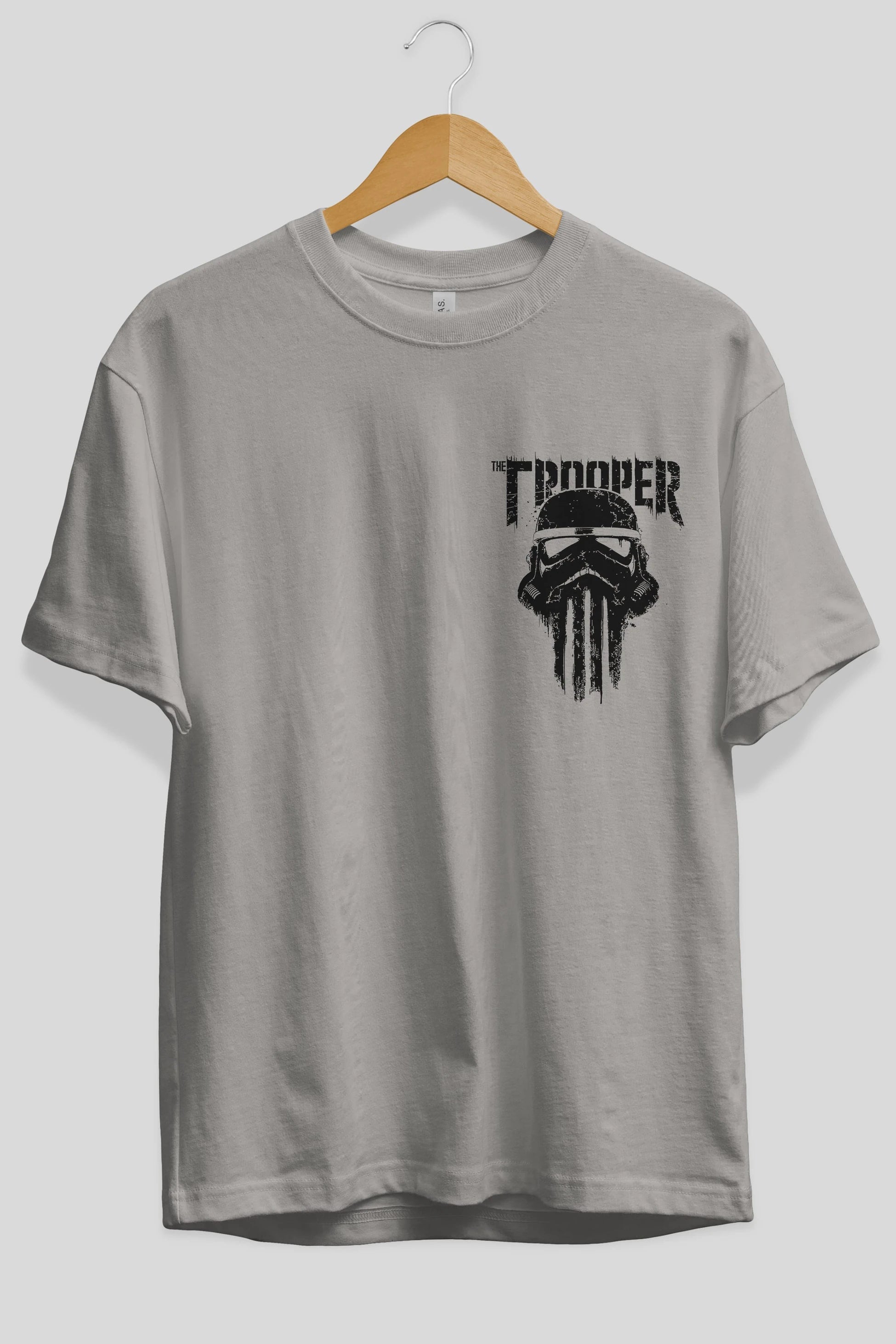 The Trooper Ön Sol Baskılı Oversize t-shirt Erkek Kadın Unisex %100 Pamuk Bisiklet Yaka tişort