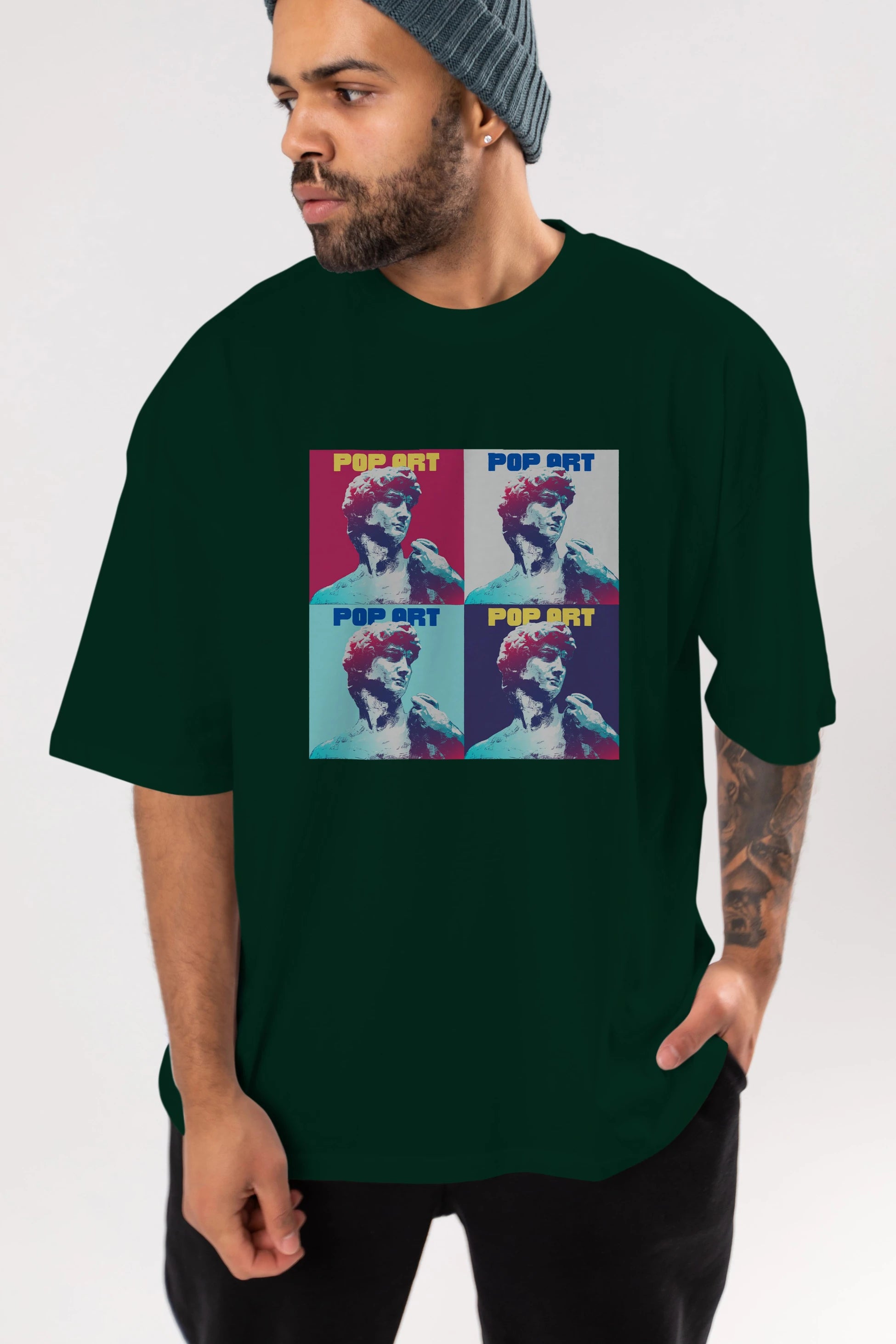 Creative Pop Art Ön Baskılı Oversize t-shirt Erkek Kadın Unisex