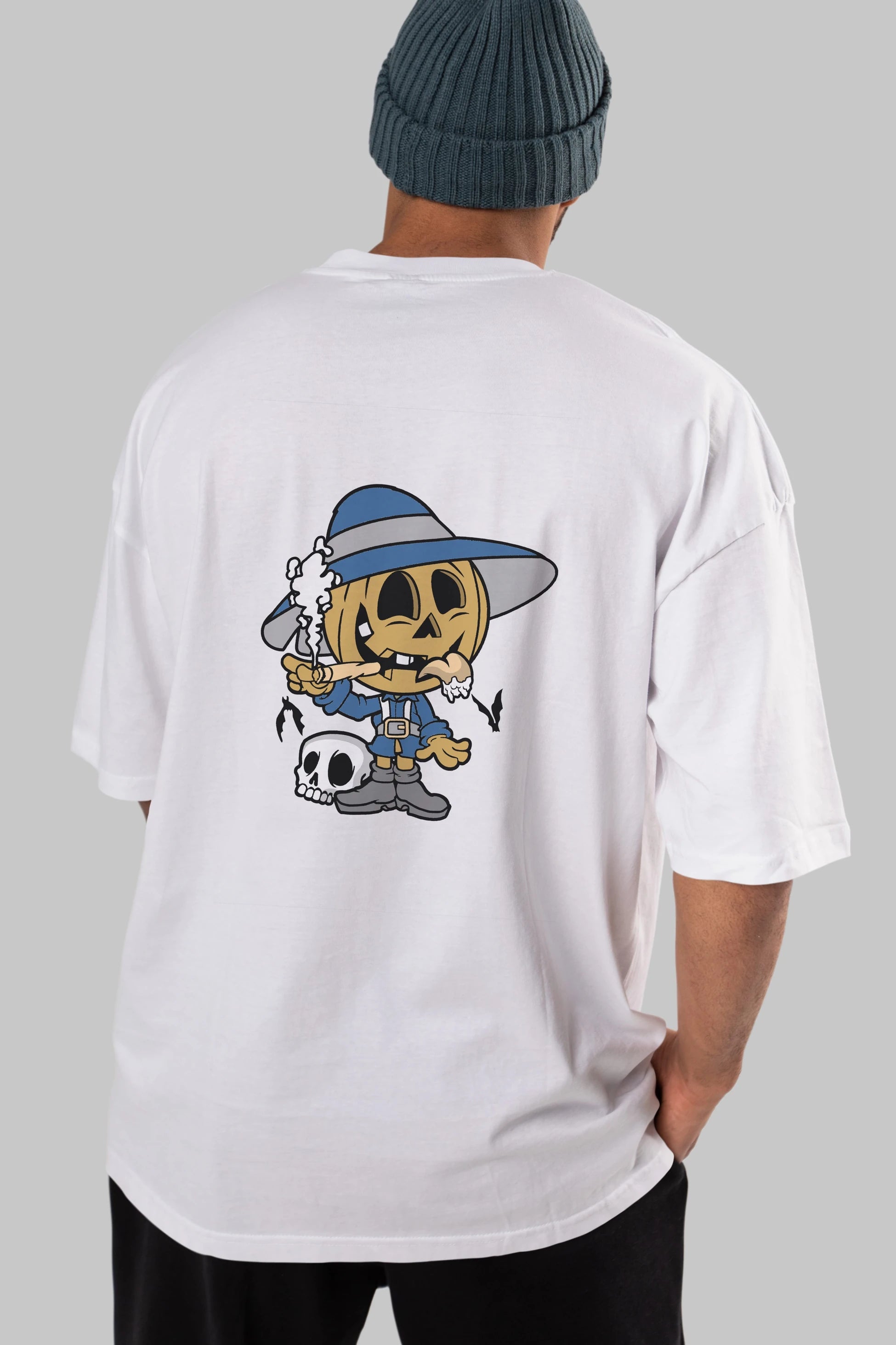 Halloween Kid Arka Baskılı Oversize t-shirt Erkek Kadın Unisex %100 Pamuk tişort