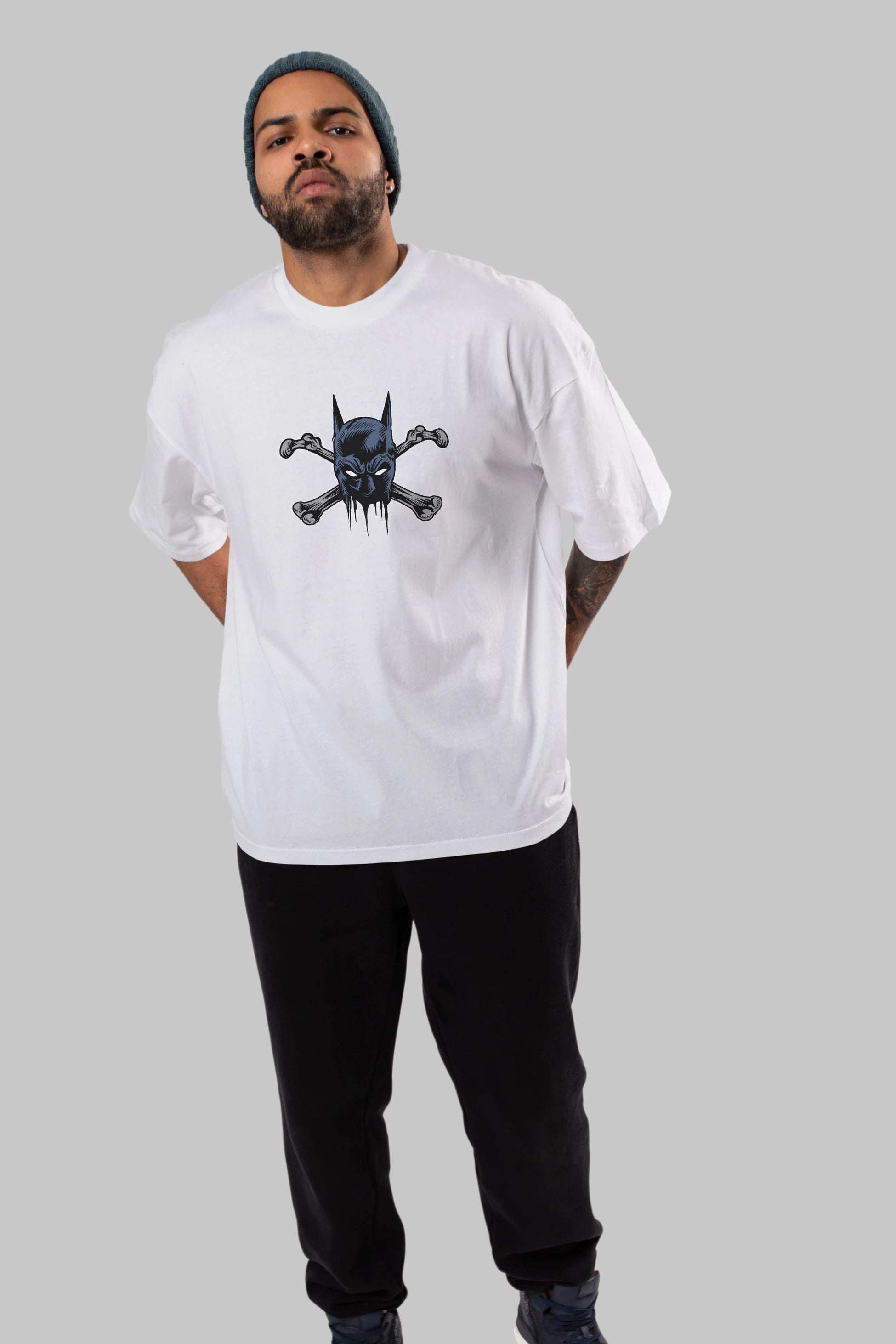 Batbones Ön Baskılı Oversize t-shirt Erkek Kadın Unisex %100 Pamuk tişort