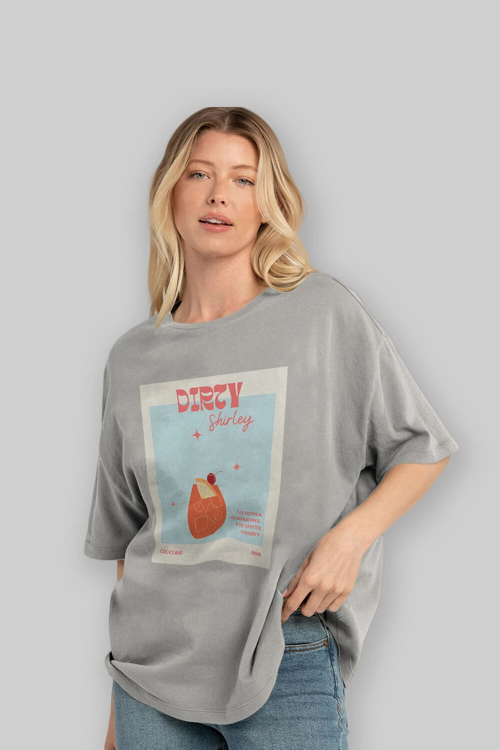 Dirty Shirley Ön Baskılı Oversize t-shirt Erkek Kadın Unisex %100 Pamuk Bisiklet Yaka tişort
