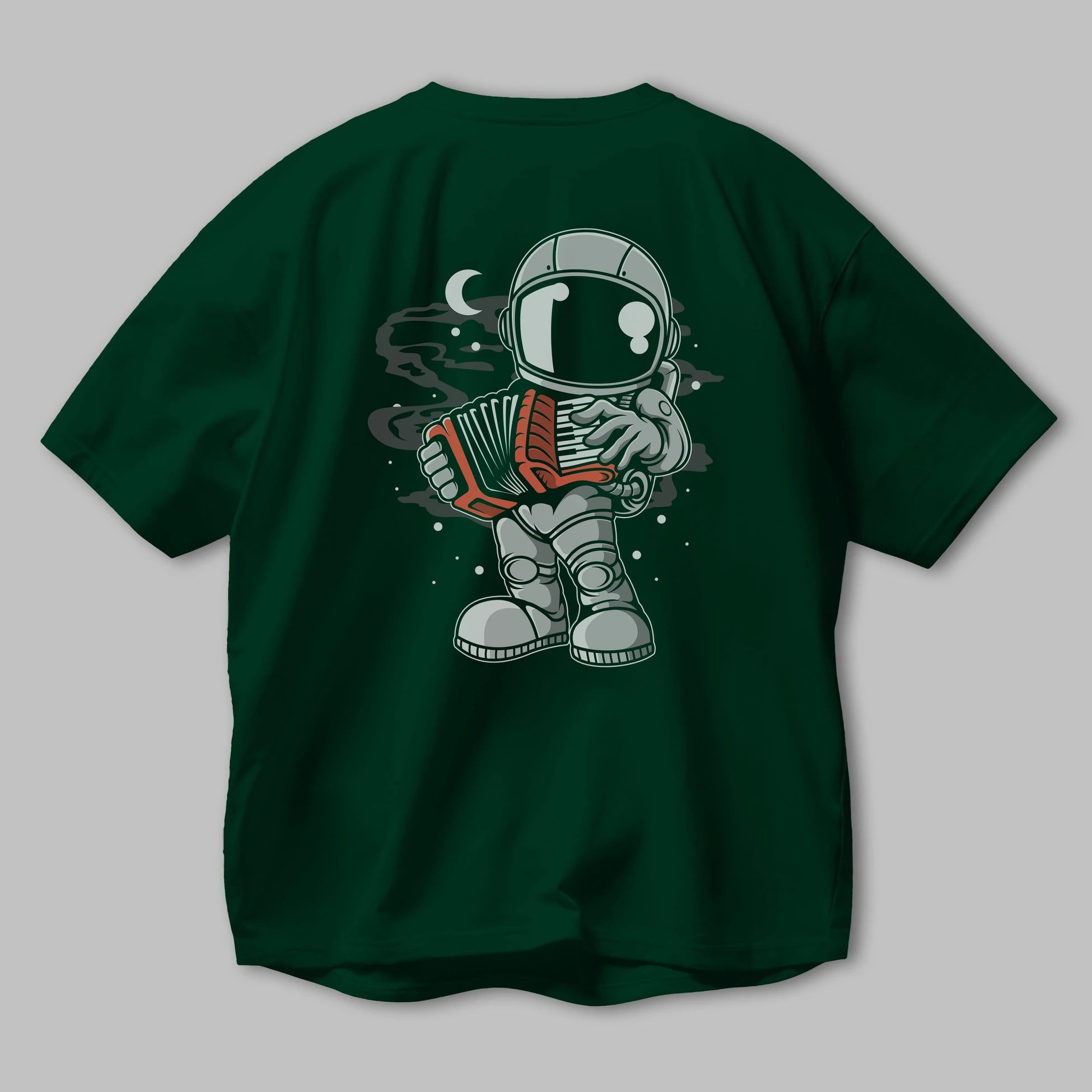 Astronaut Accordion Arka Baskılı Oversize t-shirt Erkek Kadın Unisex