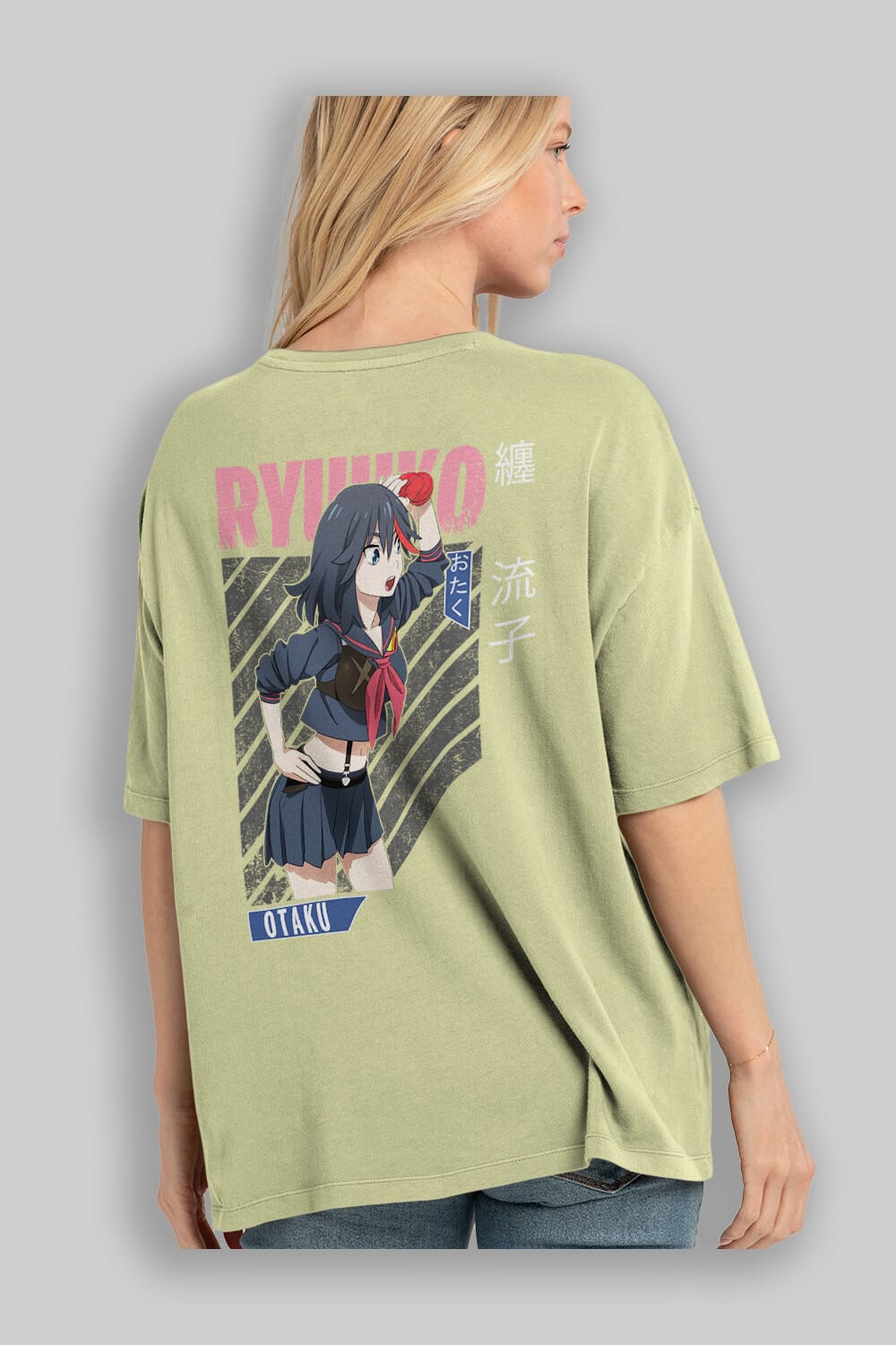 Ryuuko Matoi 6 Anime Arka Baskılı Oversize t-shirt Erkek Kadın Unisex