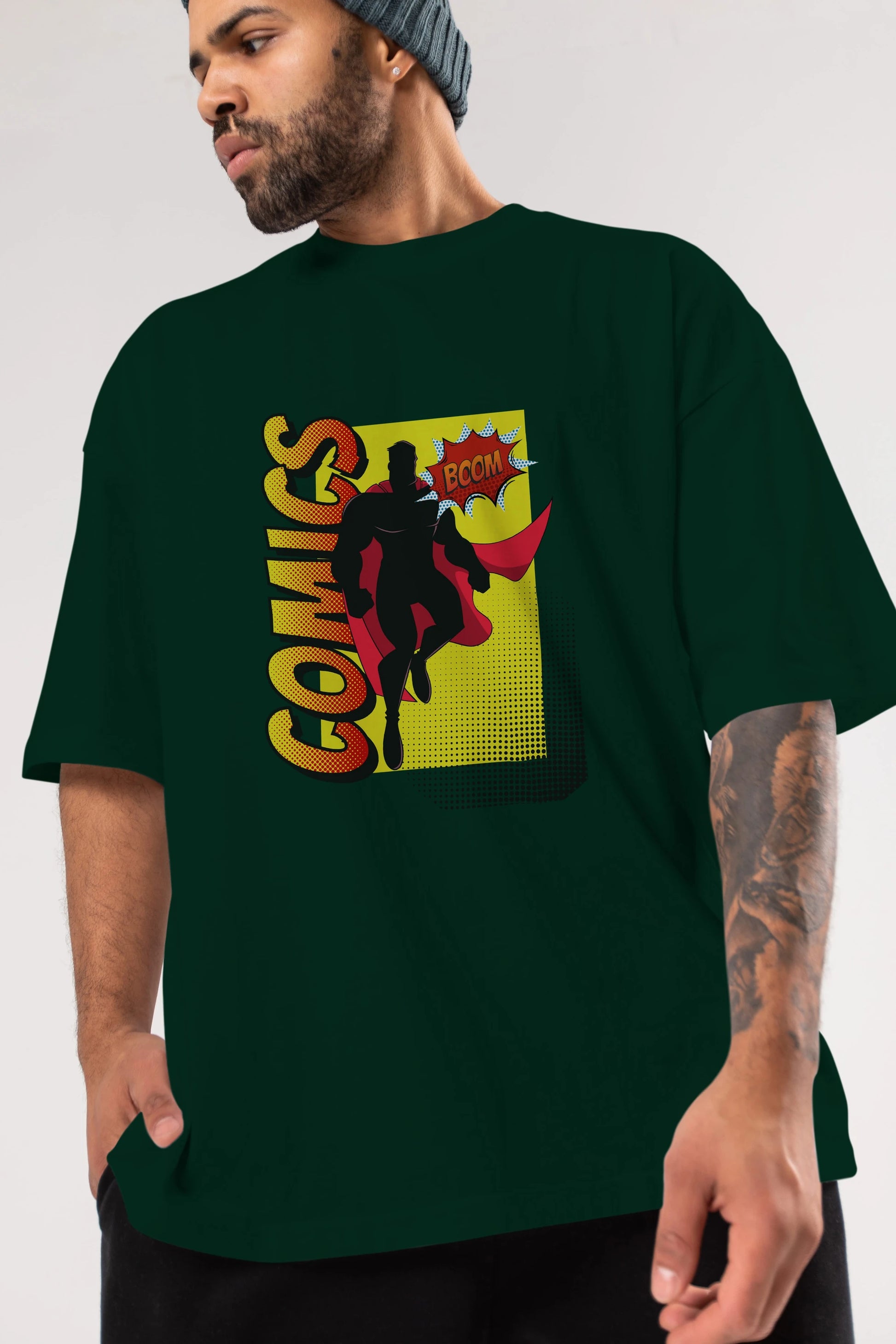 Comics Boom Ön Baskılı Oversize t-shirt Erkek Kadın Unisex