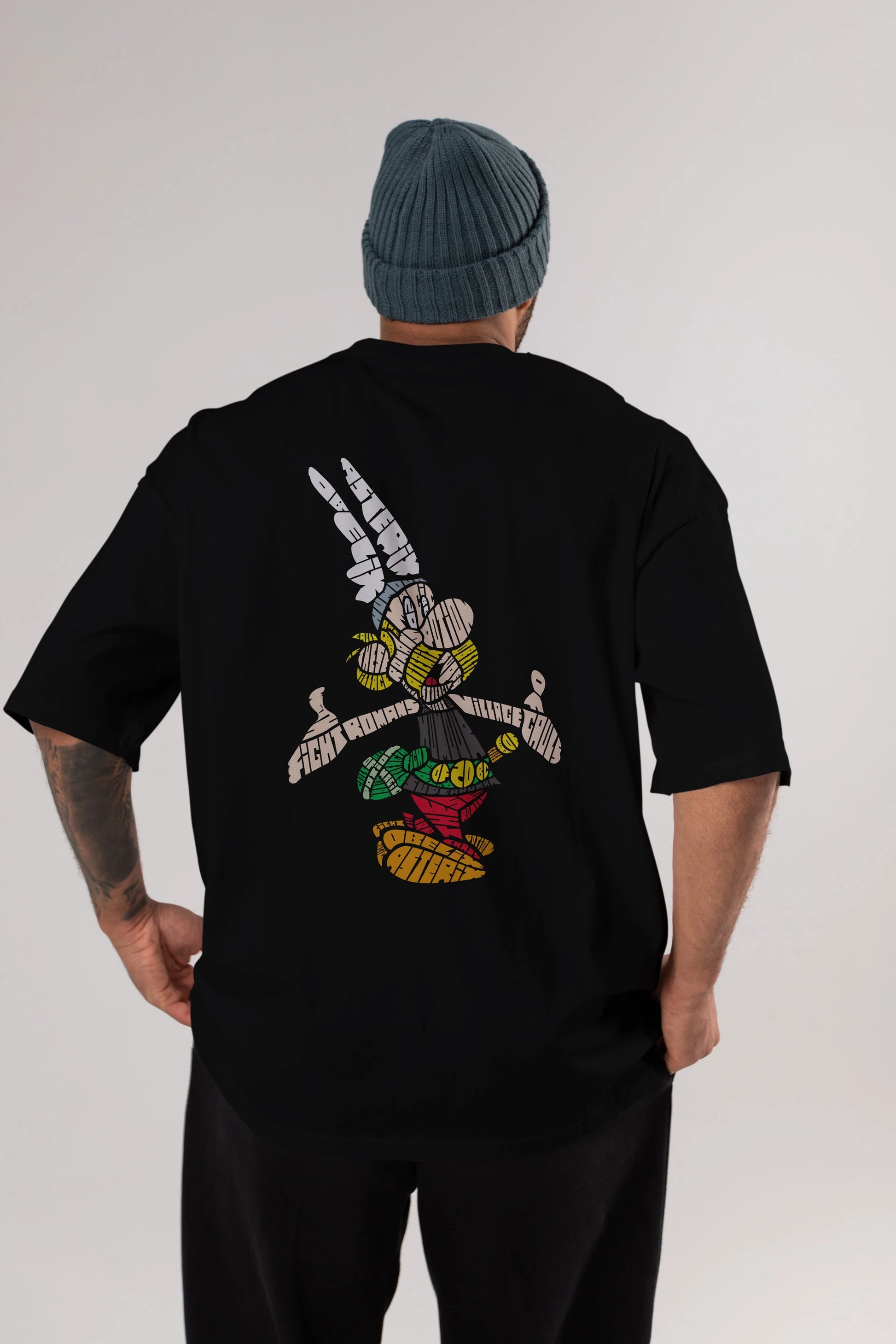 Asterix Arka Baskılı Oversize t-shirt %100 pamuk Erkek Kadın Unisex