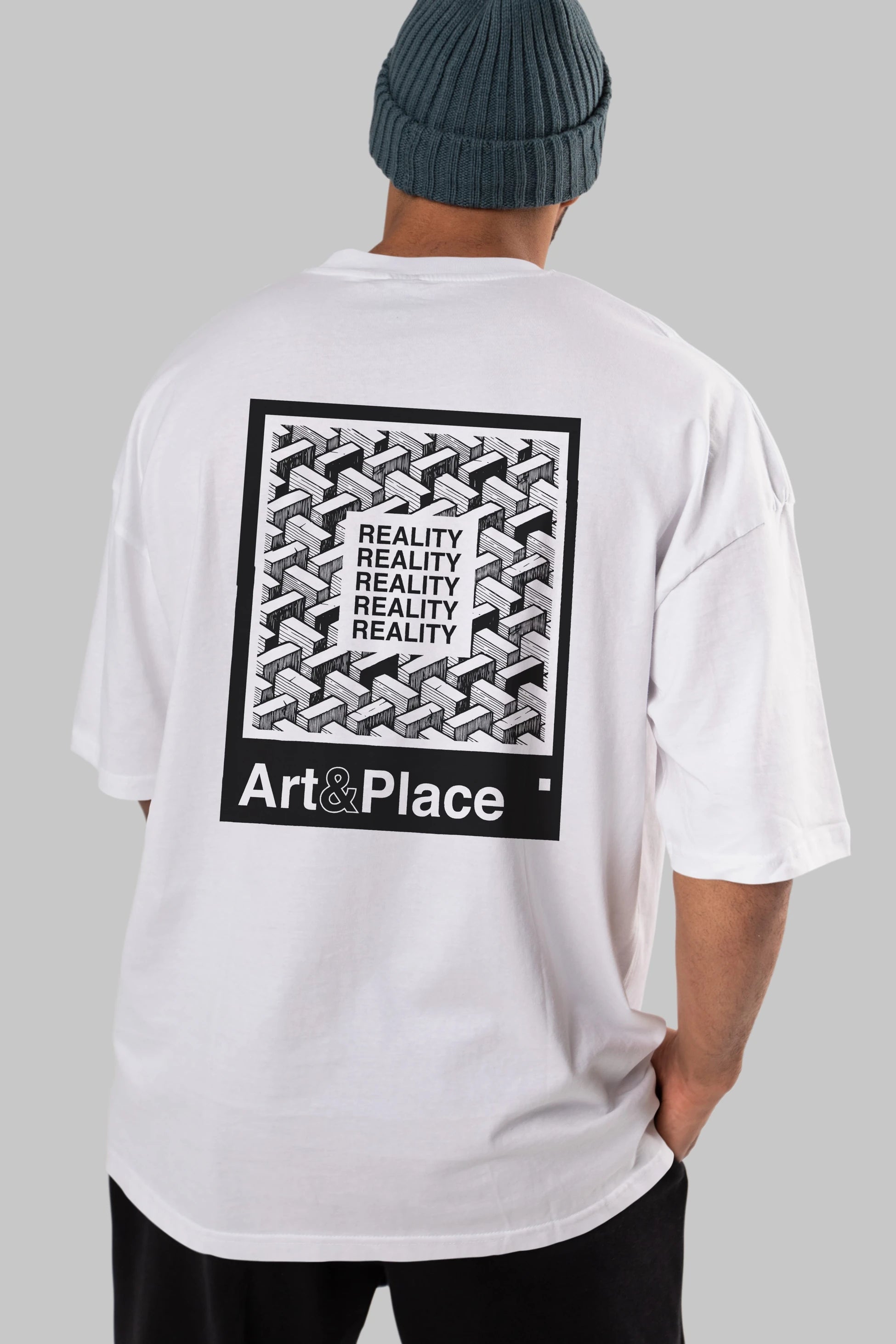 Reality Arka Baskılı Oversize t-shirt Erkek Kadın Unisex