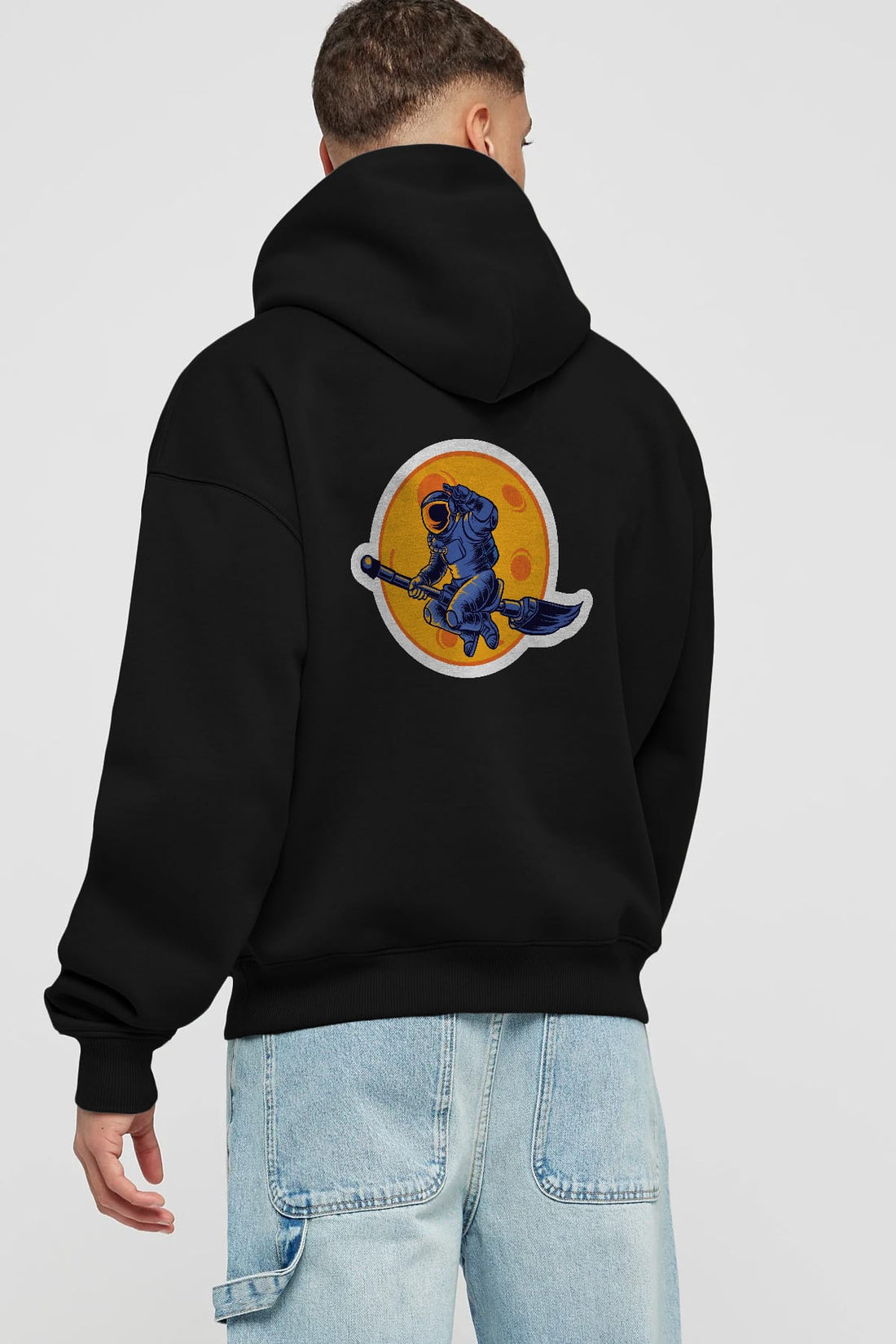 Space Witch Sticker Arka Baskılı Hoodie Oversize Kapüşonlu Sweatshirt Erkek Kadın Unisex