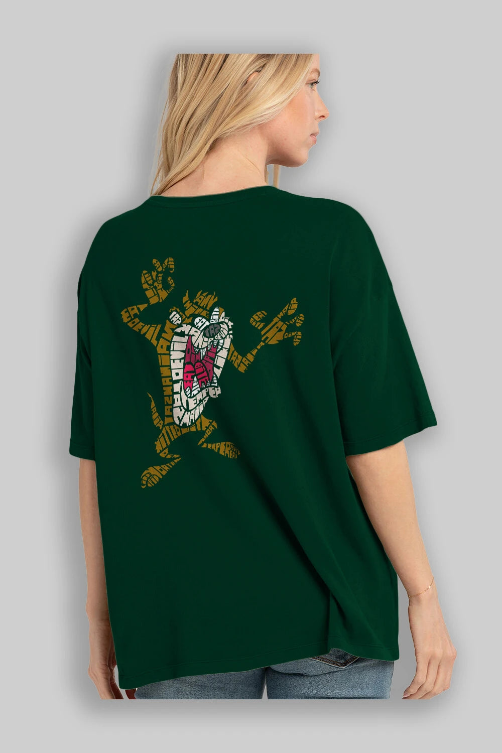 Tazmania Arka Baskılı Oversize t-shirt %100 pamuk Erkek Kadın Unisex