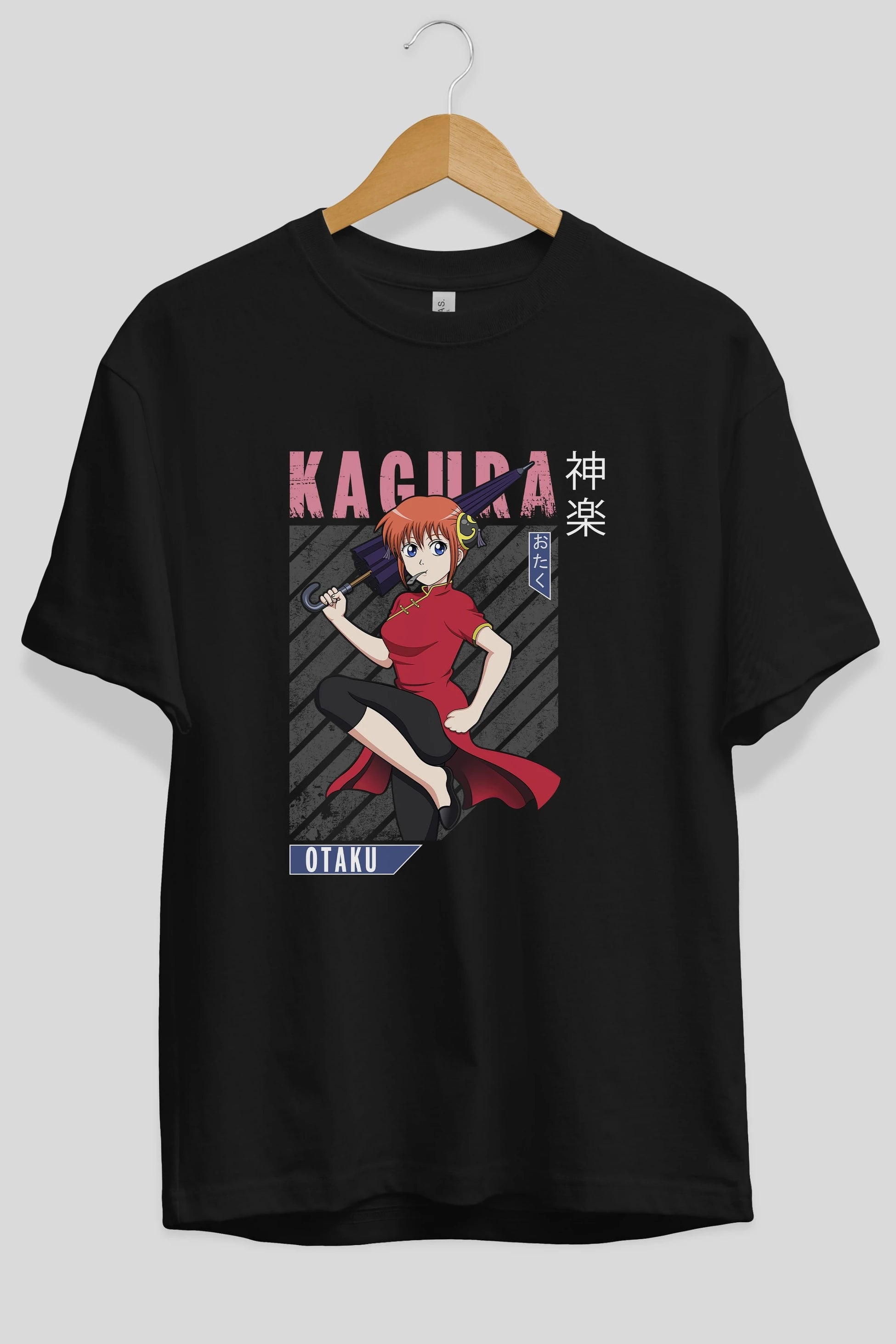 Kagura GINTAMA 1 Anime Ön Baskılı Oversize t-shirt %100 pamuk Erkek Kadın Unisex