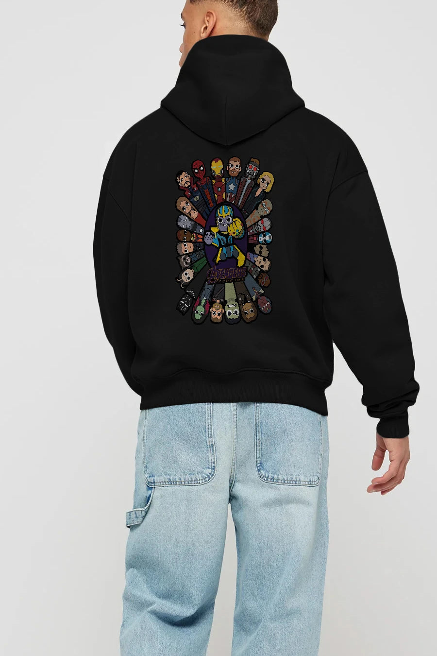 The Avengers (2) Arka Baskılı Hoodie Oversize Kapüşonlu Sweatshirt Erkek Kadın Unisex