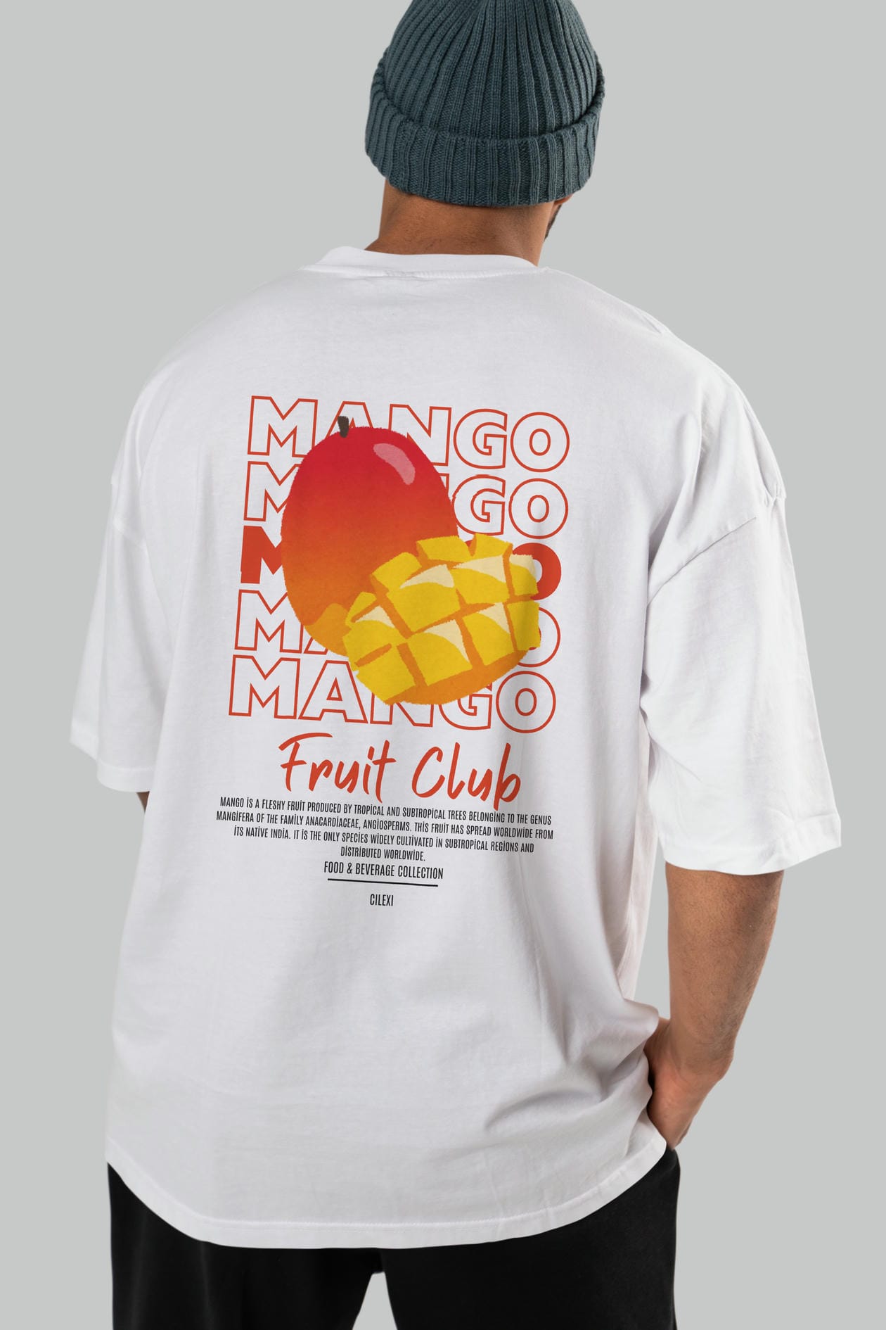 Mango Arka Baskılı Oversize t-shirt Erkek Kadın Pamuk Bisiklet Yaka tişort