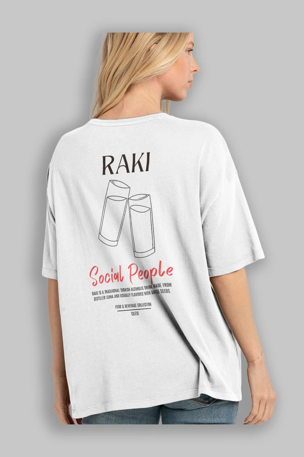 Rakı Kokteyl Serisi Baskılı Oversize t-shirt Erkek Kadın Unisex %100 Pamuk Bisiklet Yaka tişort