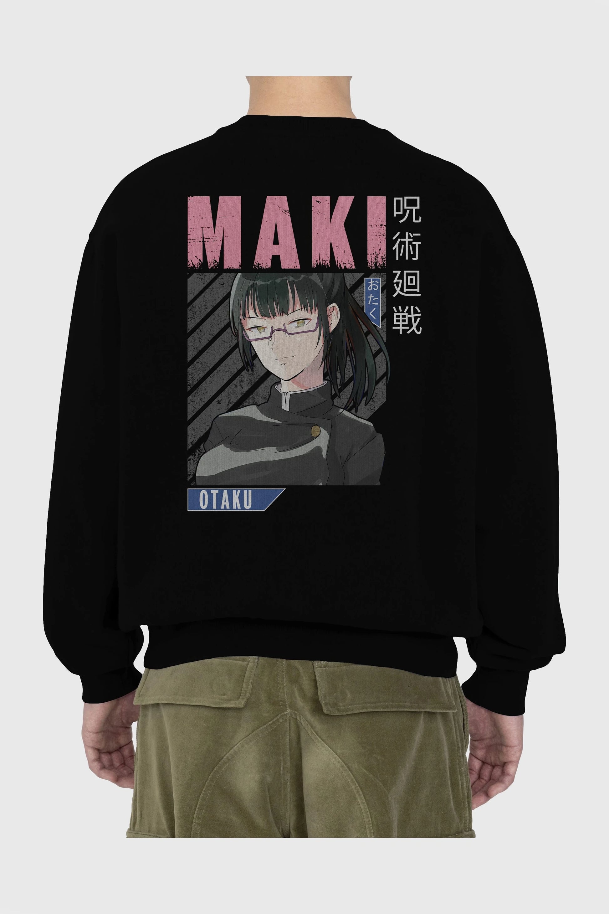Maki Zenin CHAINSAWMAN 1 Anime Arka Baskılı Oversize Sweatshirt Erkek Kadın Unisex