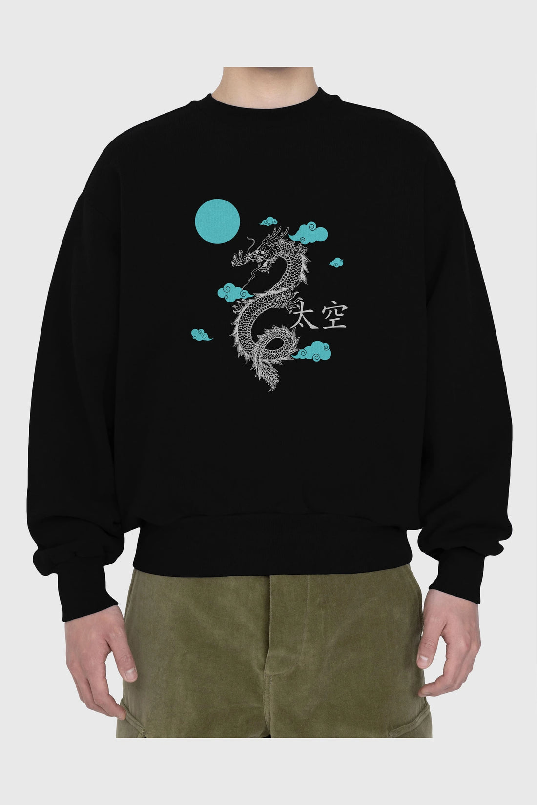 Chinese Dragon Ön Baskılı Oversize Sweatshirt Erkek Kadın Unisex
