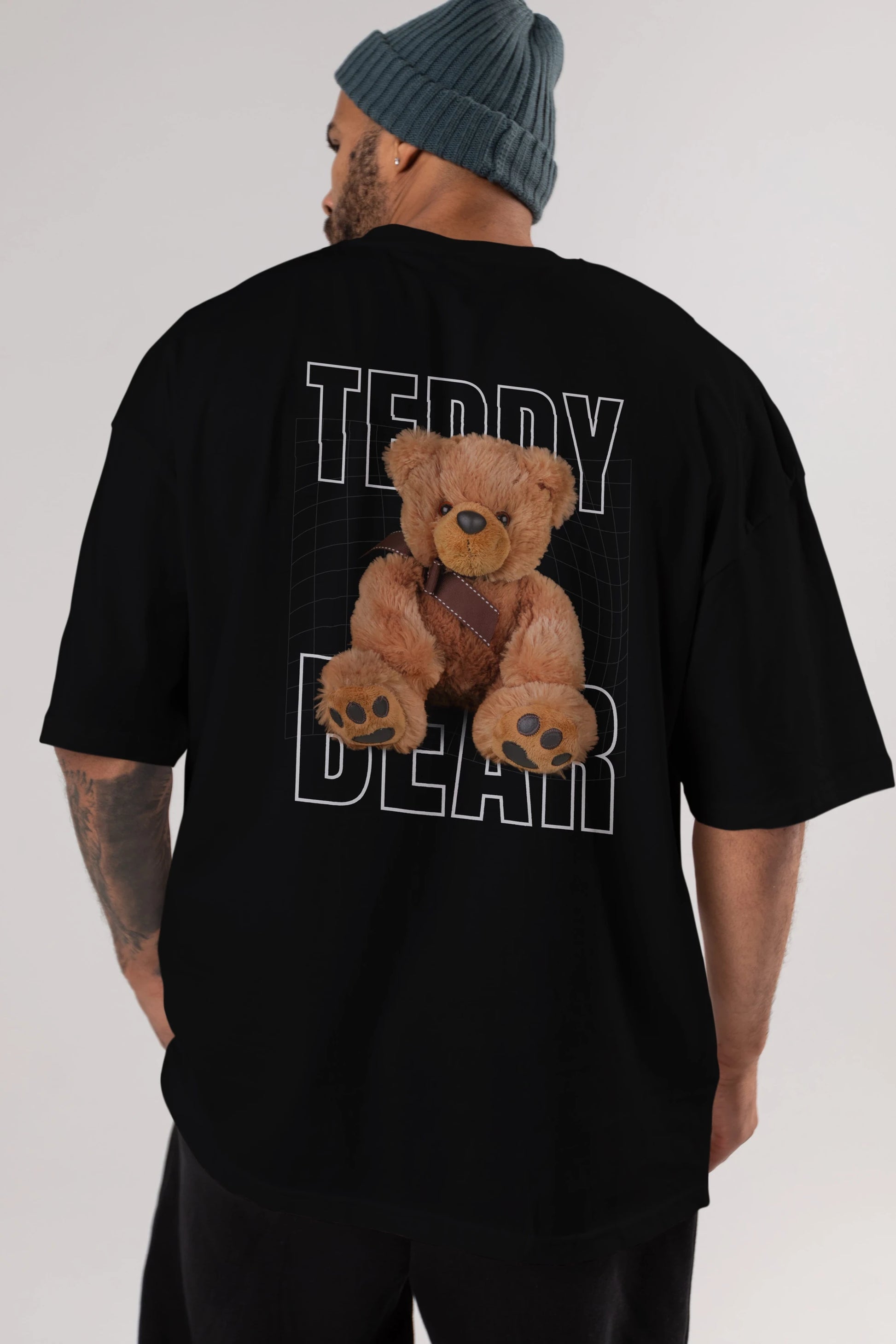 Teddy Bear Yazılı Arka Baskılı Oversize t-shirt Erkek Kadın Unisex %100 Pamuk
