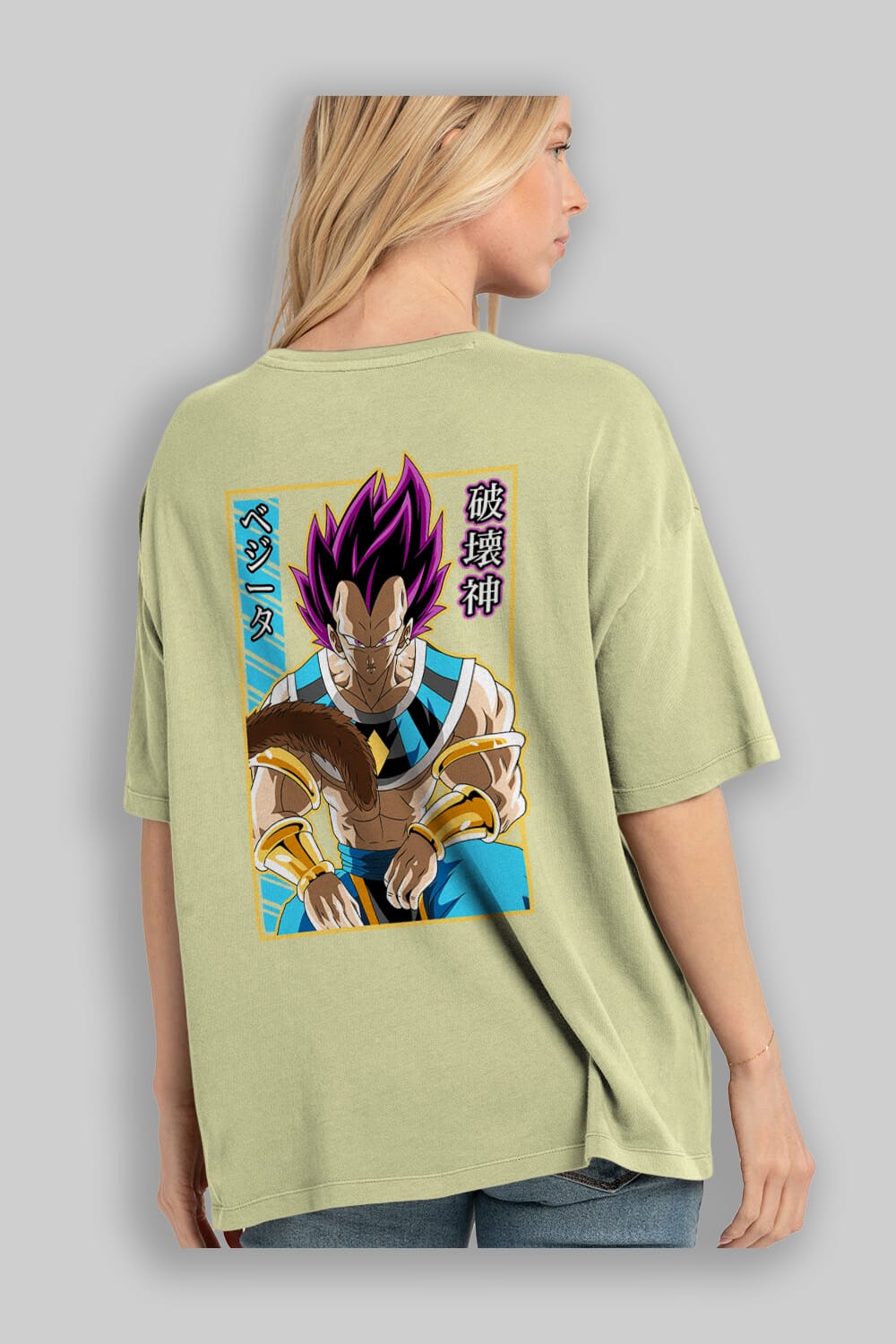 DragonBall VegetaHakaishin Anime Arka Baskılı Oversize t-shirt Erkek Kadın Unisex