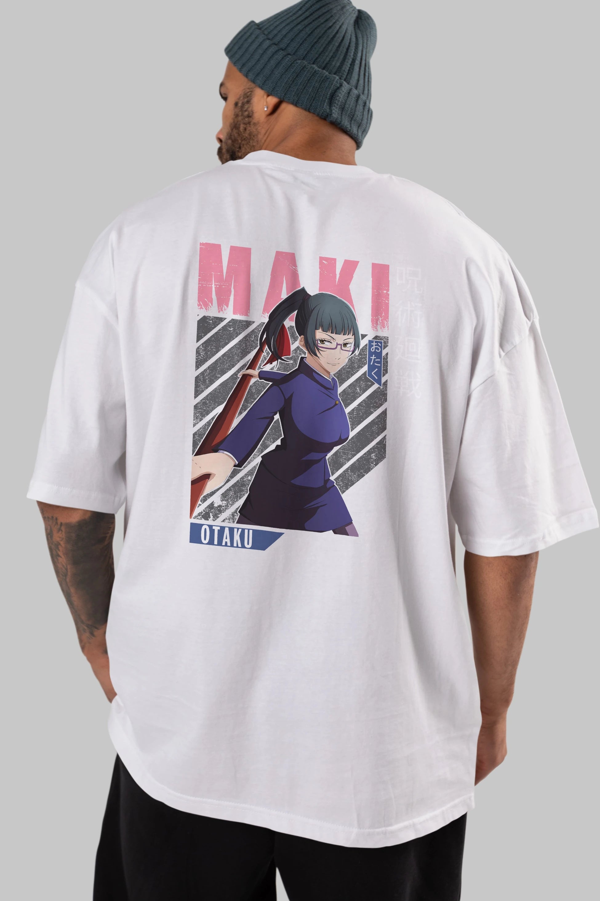 Maki Zenin CHAINSAWMAN Anime Arka Baskılı Oversize t-shirt Erkek Kadın Unisex