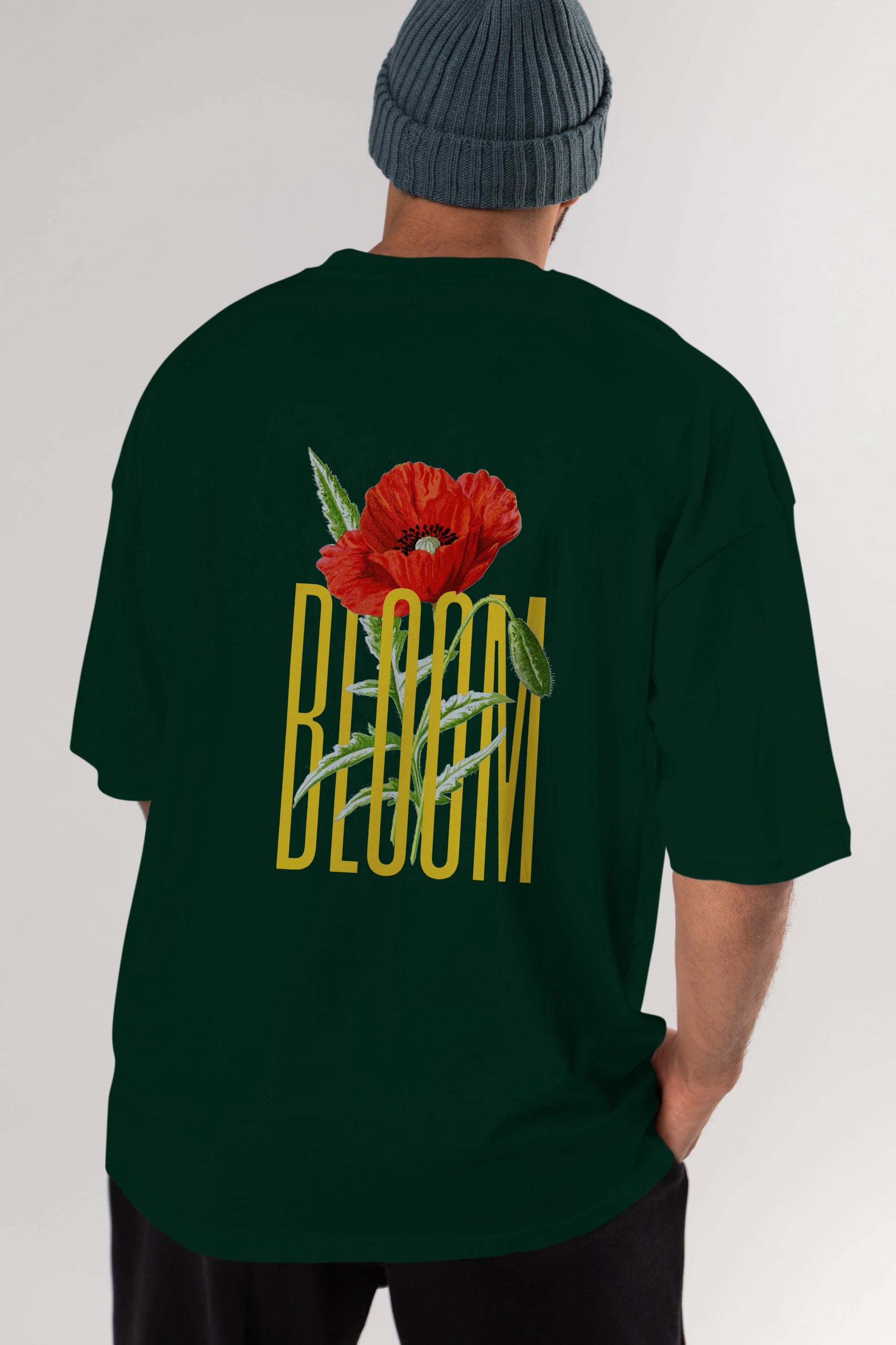Bloom Flower Arka Baskılı Oversize t-shirt Erkek Kadın Unisex