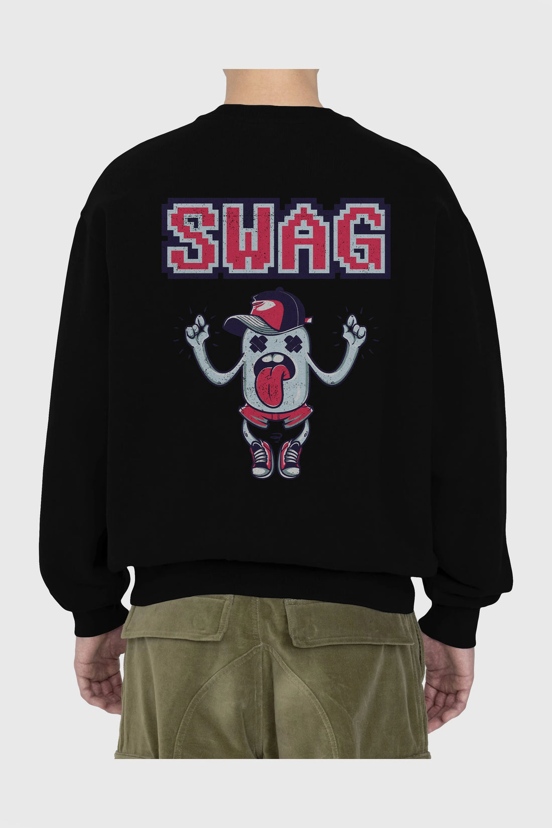 Swag Arka Baskılı Oversize Sweatshirt Erkek Kadın Unisex