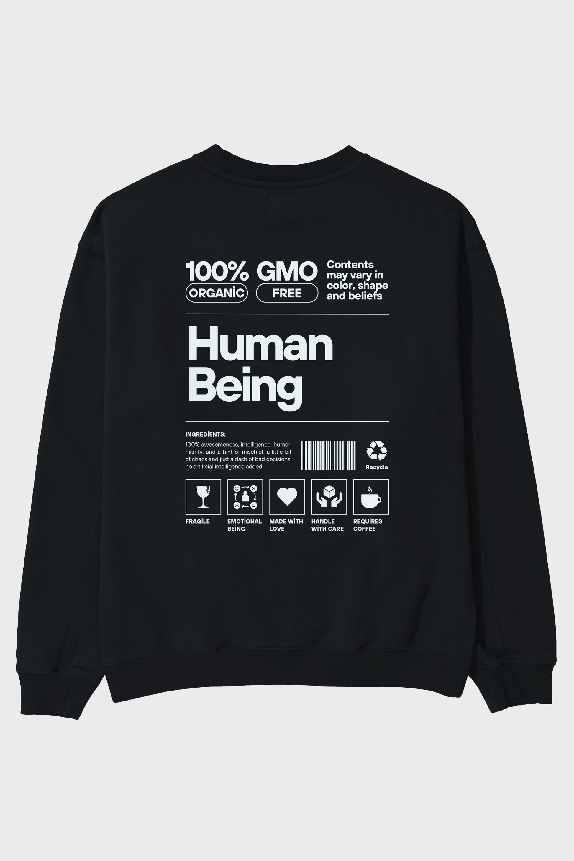 Human Being Arka Baskılı Oversize Sweatshirt Erkek Kadın Unisex
